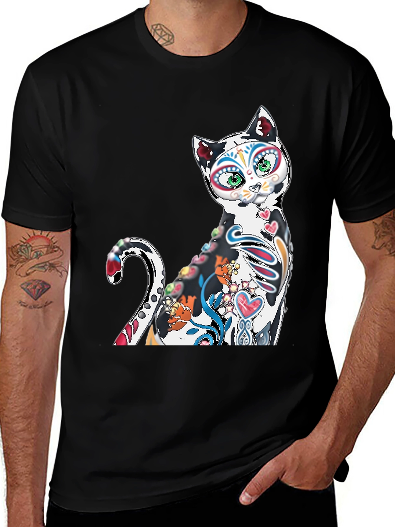 Variant 30 of Sugar Skull Cat T-Shirt - Day of the Dead