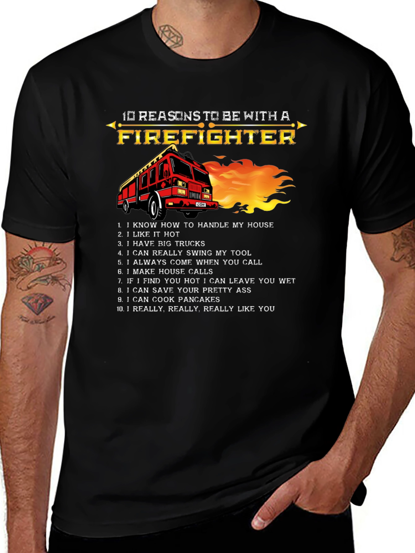 Variant 5 of Firefighter 10 Reasons Graphic T-Shirt