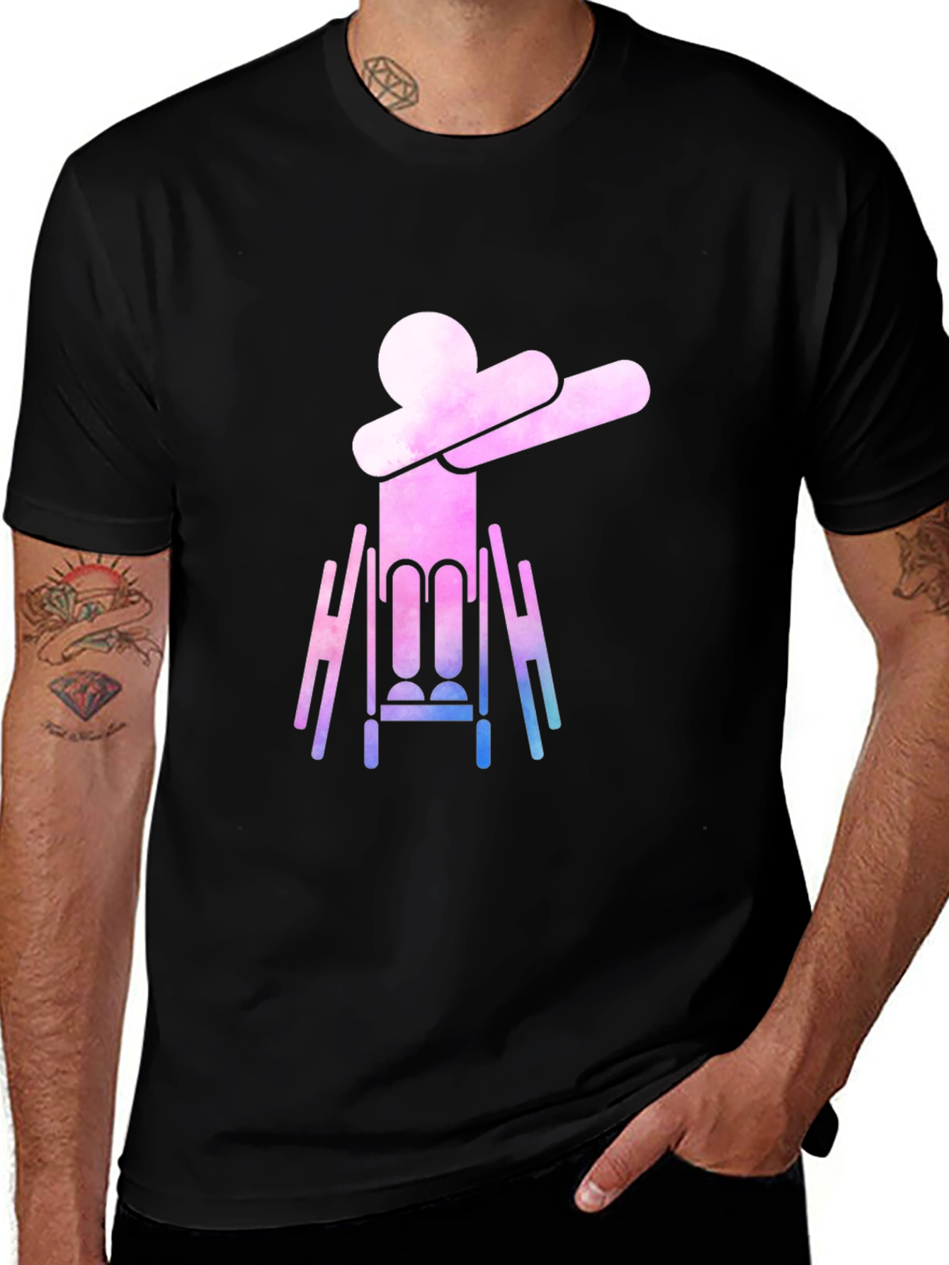 Variant 14 of Dabbing Wheelchair Silhouette Graphic Tee