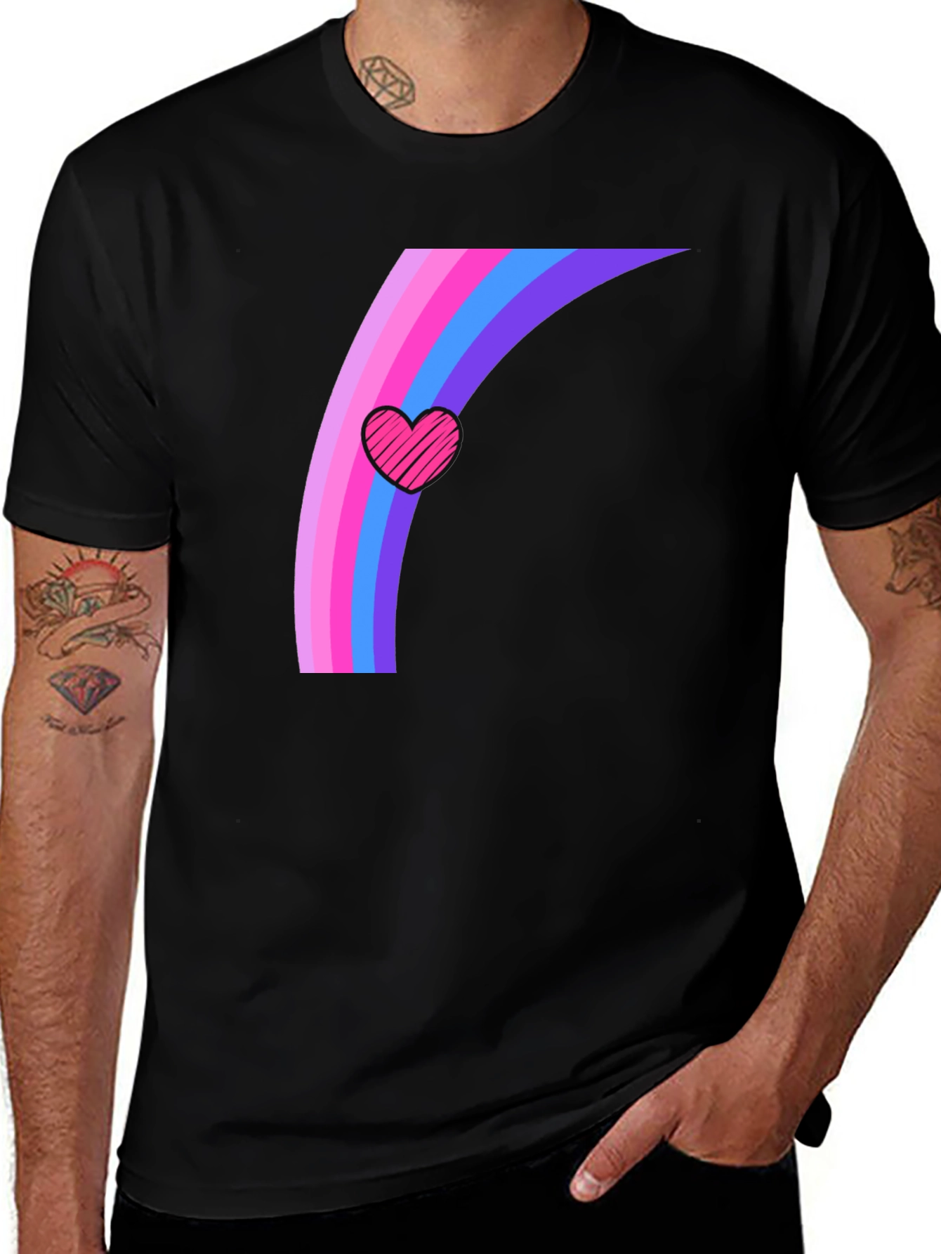 Variant 18 of Rainbow Heart Graphic Tee - Stylish Comfort