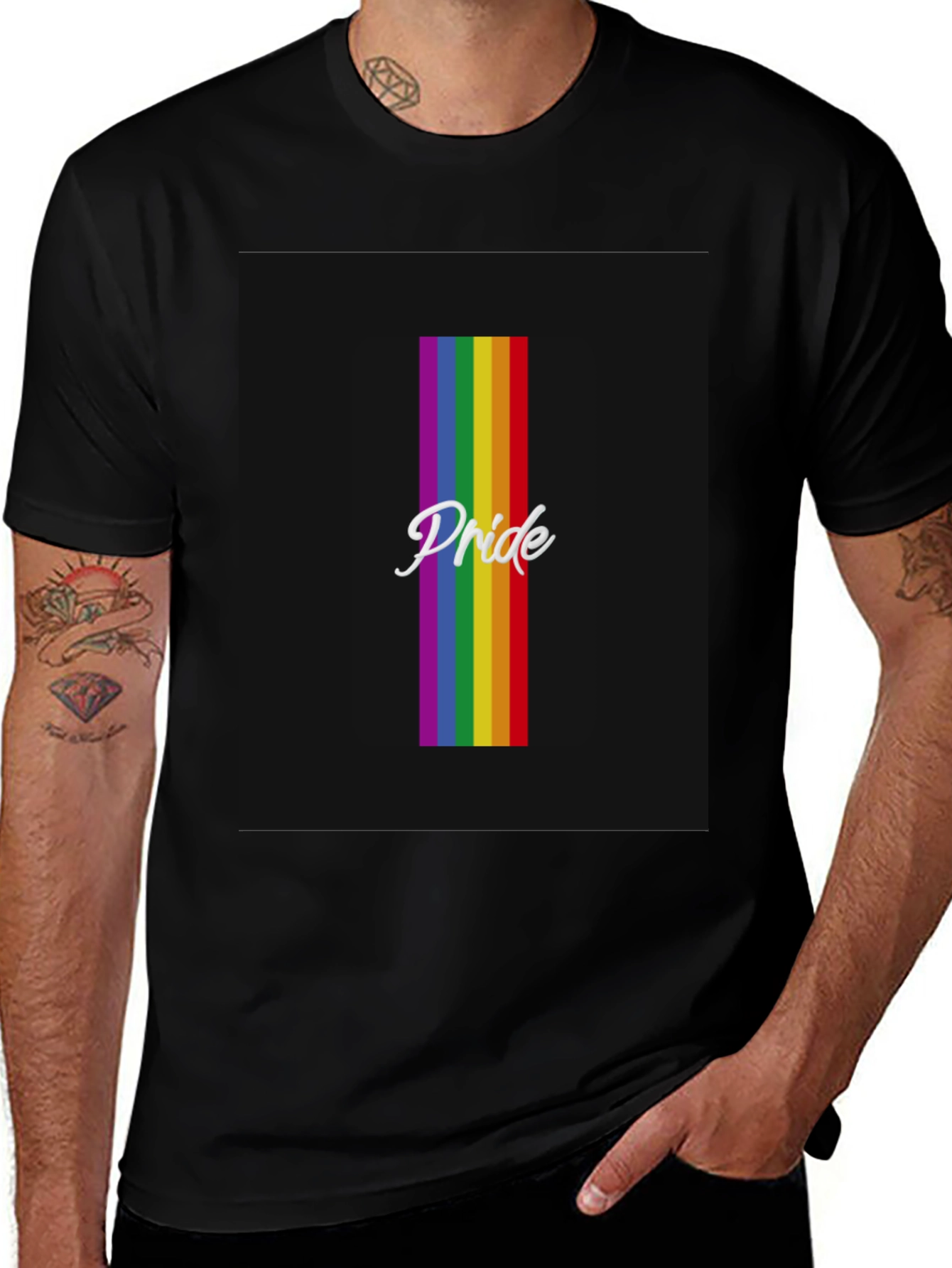 Variant 18 of Pride Rainbow Striped T-Shirt - Black