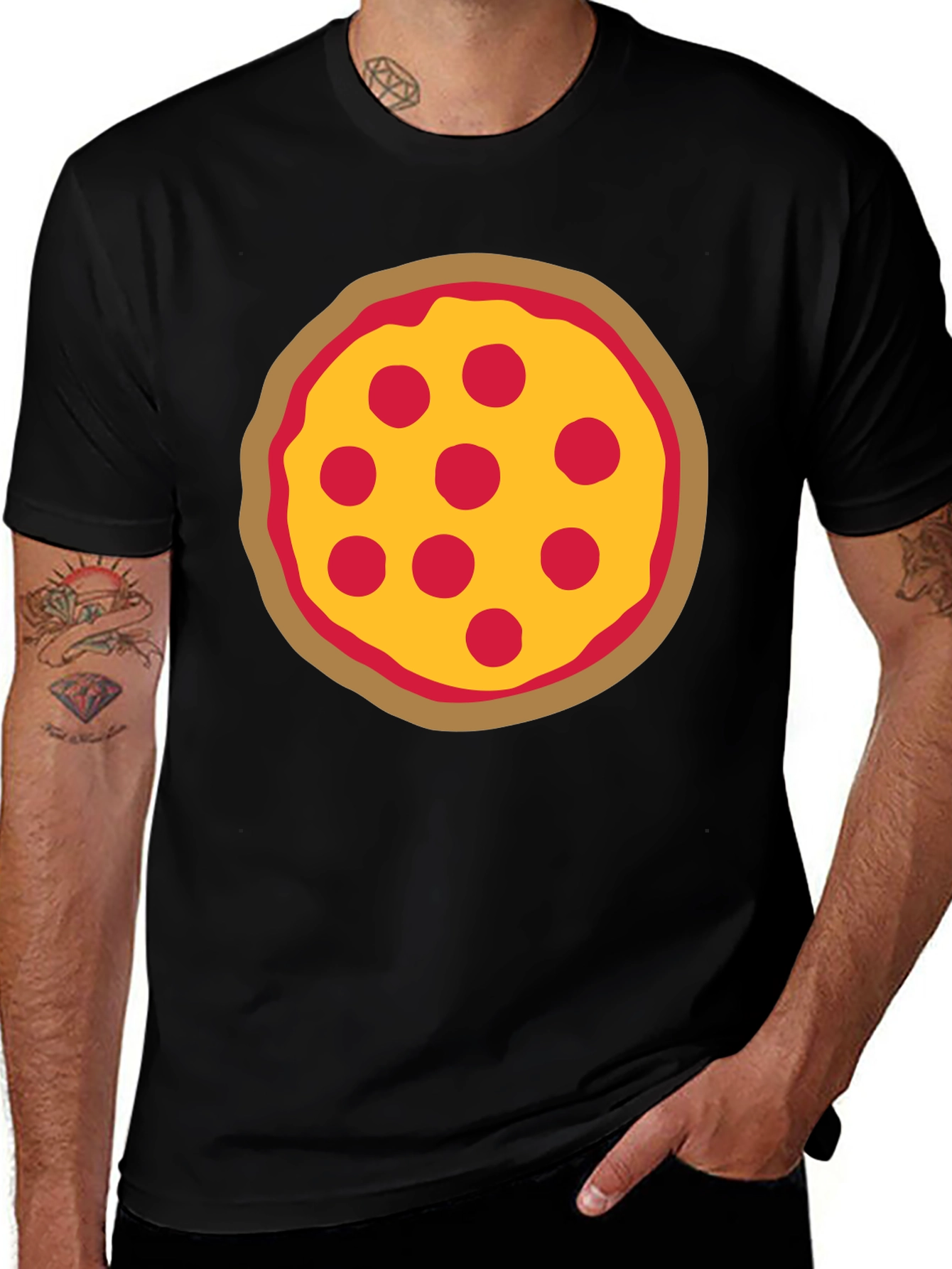 Variant 13 of Pizza Graphic Black T-Shirt - Casual Wear