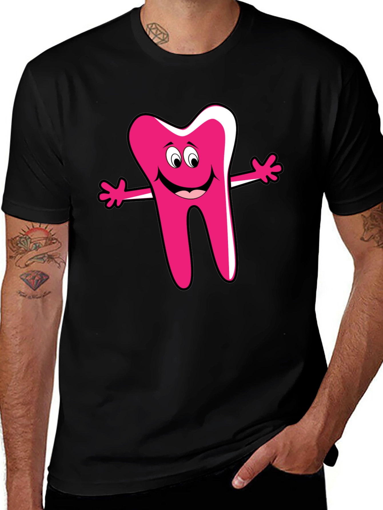 Funny Cartoon Tooth Graphic T-Shirt
