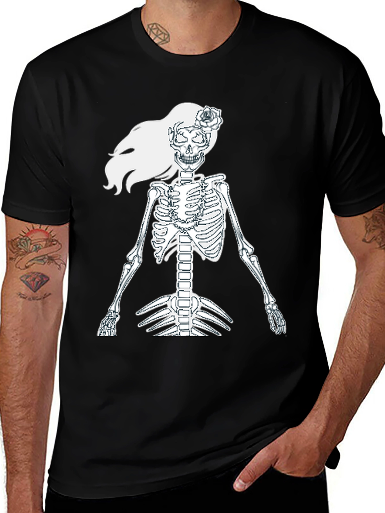 Variant 16 of Skeleton Rose Tee - Unique Graphic Print T-Shirt
