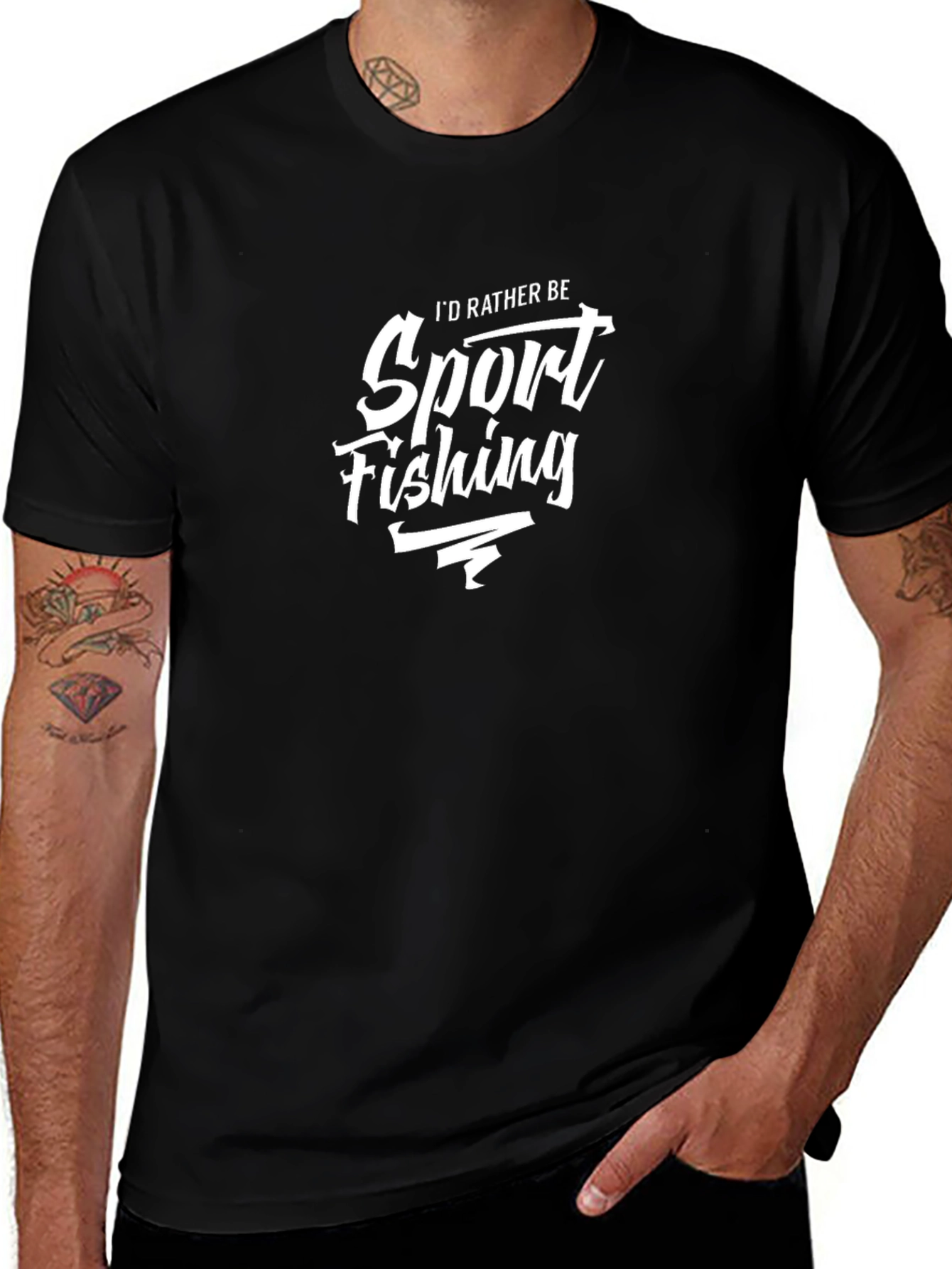 Variant 29 of Sport Fishing T-Shirt - Black Cotton Tee