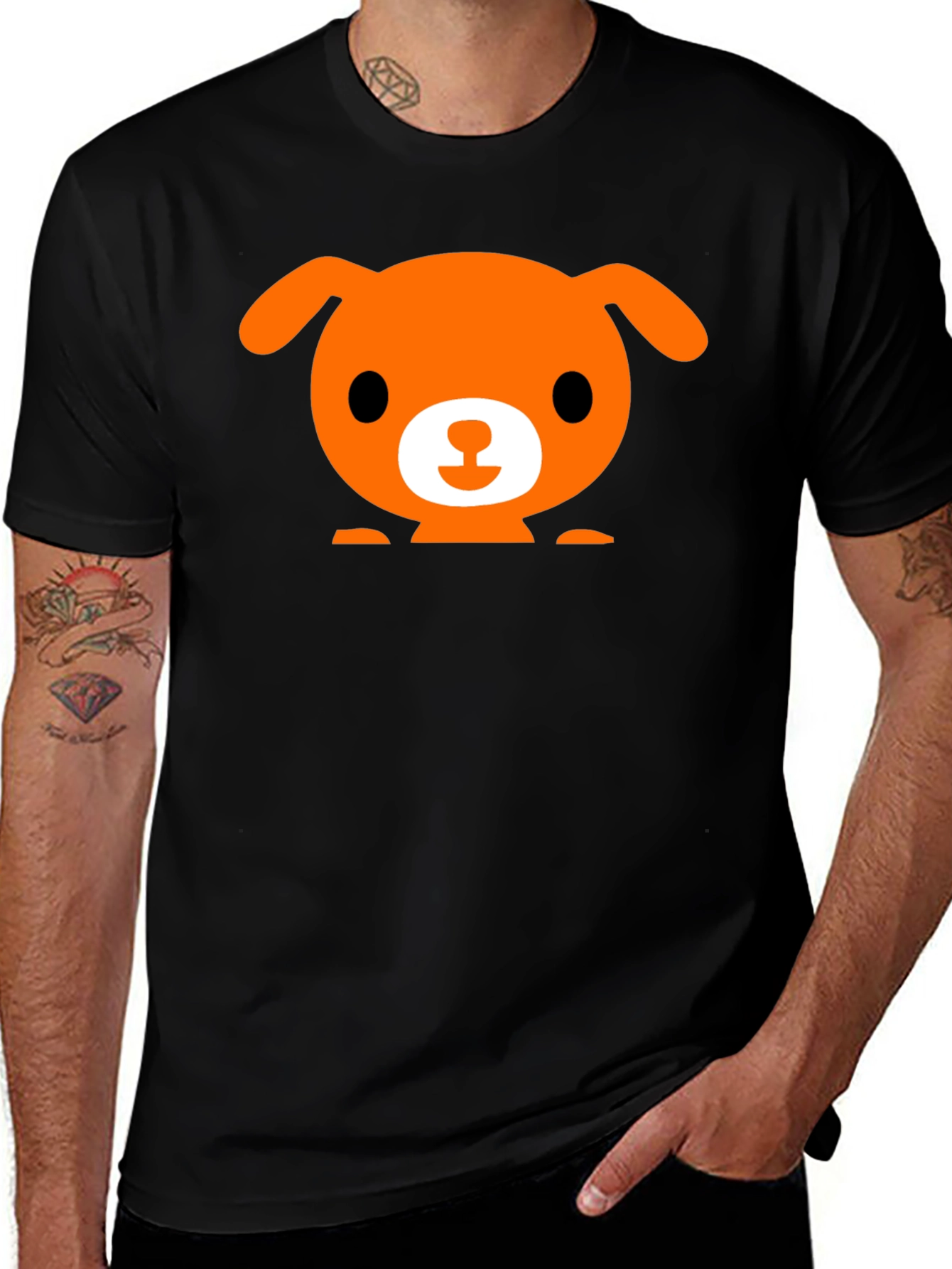 Variant 15 of Cute Dog Graphic Black T-Shirt