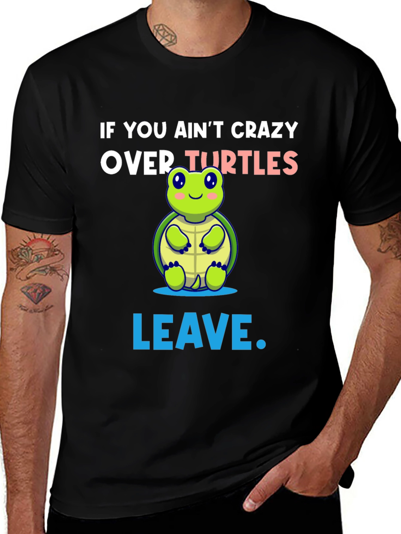 Black Crazy Over Turtles Graphic Tee main image