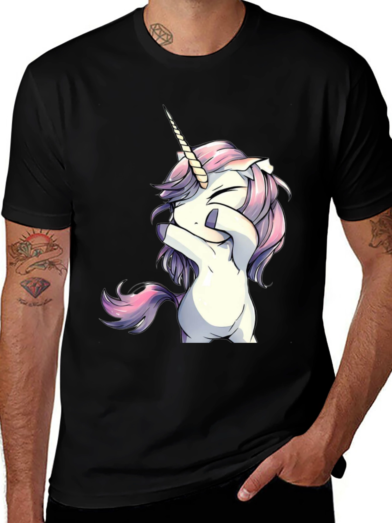 Variant 2 of Unicorn Graphic Tee - Black Cotton Blend
