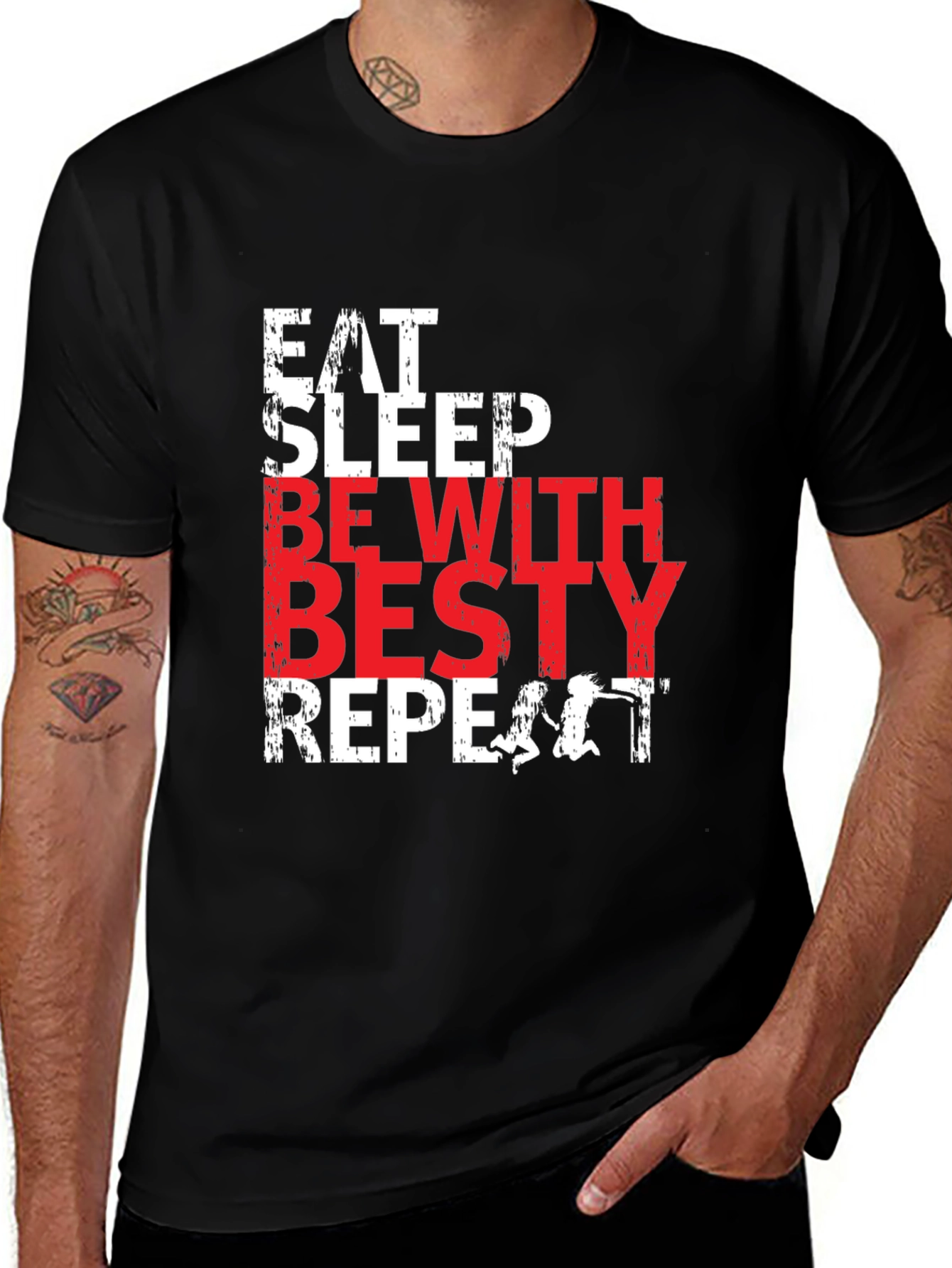 Variant 8 of Eat Sleep Besty Repeat Black T-Shirt