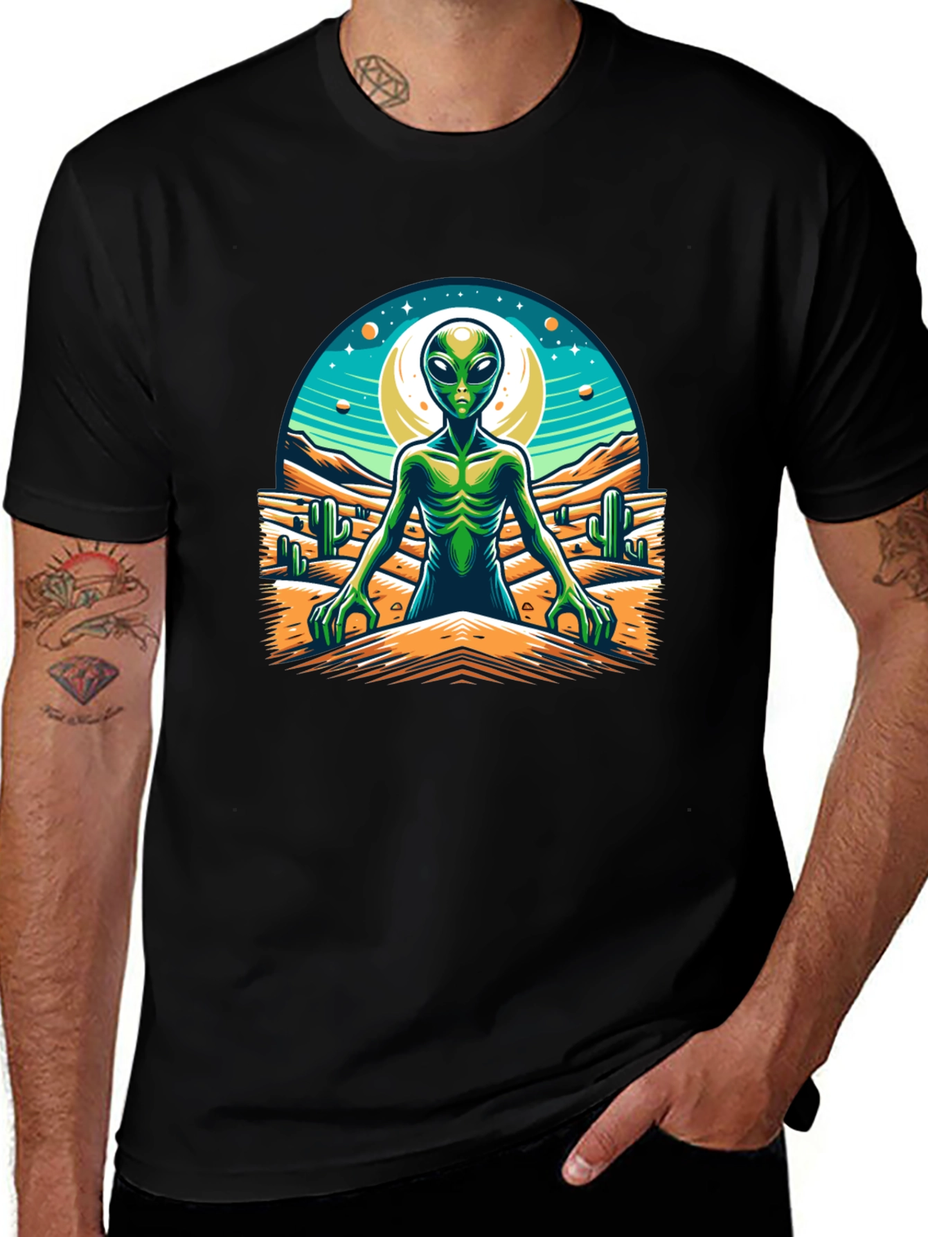 Variant 20 of Alien Desert Graphic Tee - Black