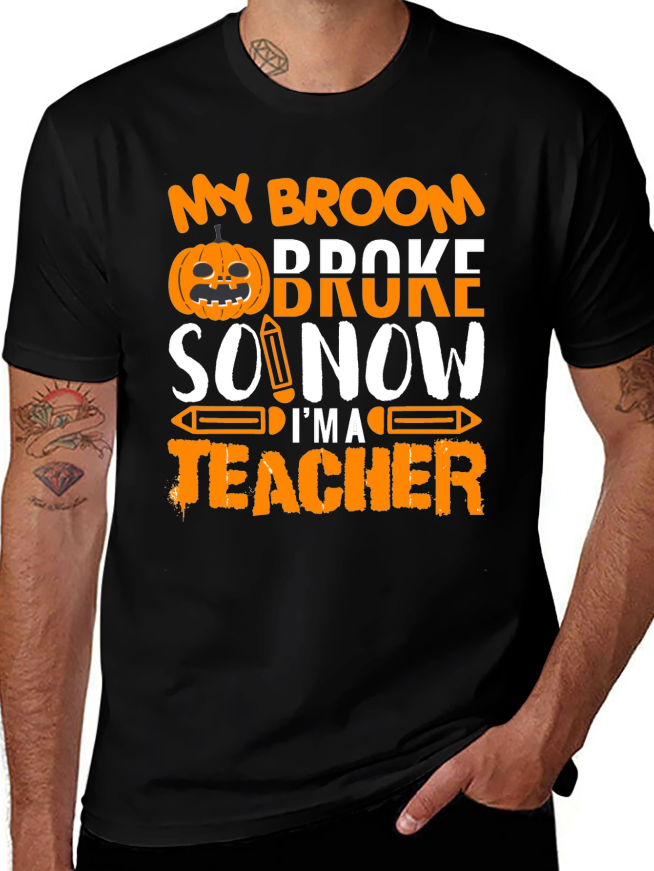 Variant 27 of Funny Halloween Teacher T-Shirt - My Broom Broke