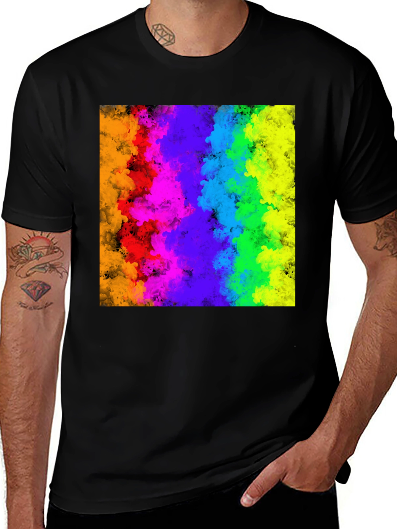 Variant 16 of Rainbow Cloud Graphic Black T-Shirt
