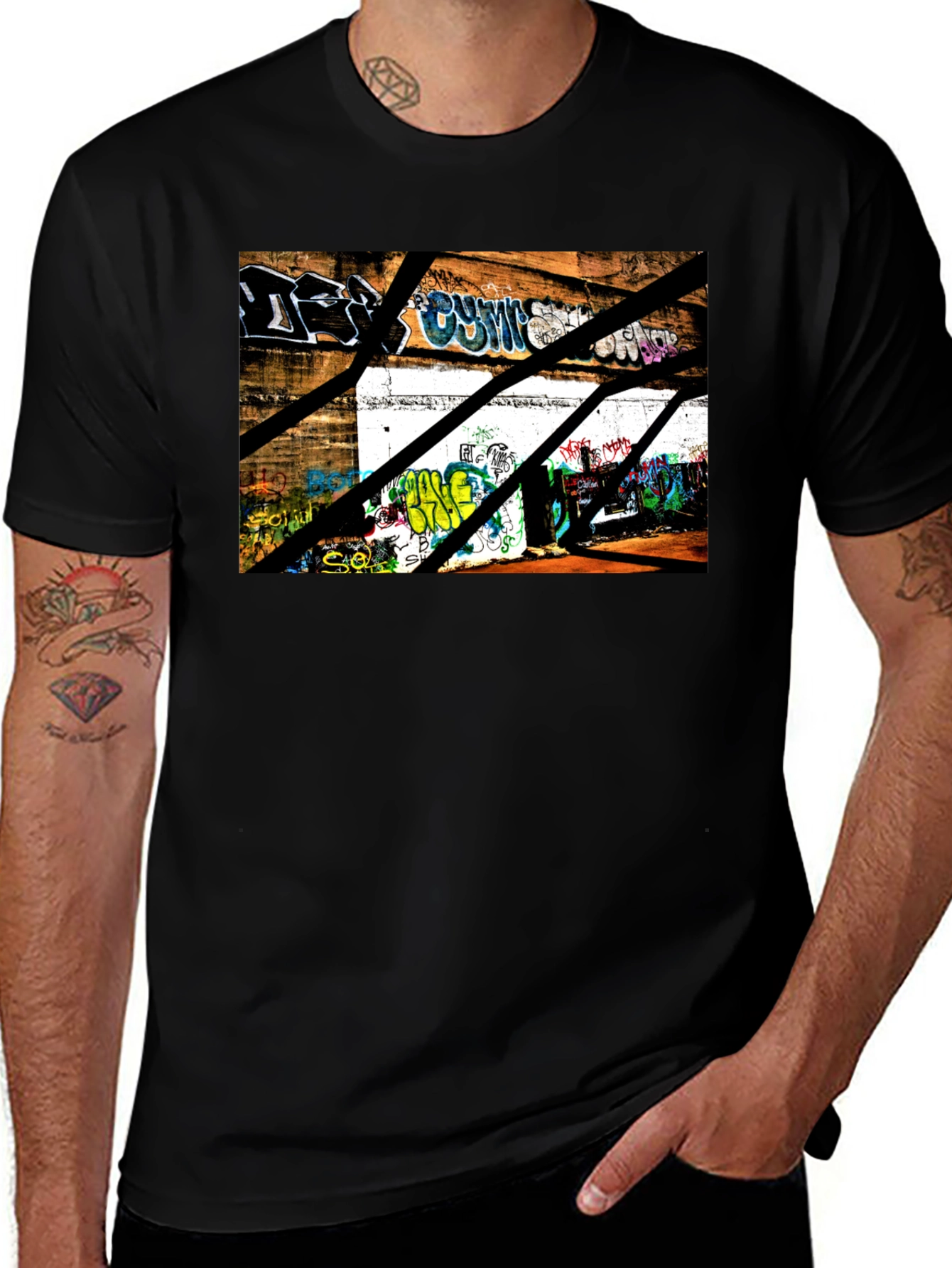 Variant 10 of Graffiti Urban Scene Black T-Shirt