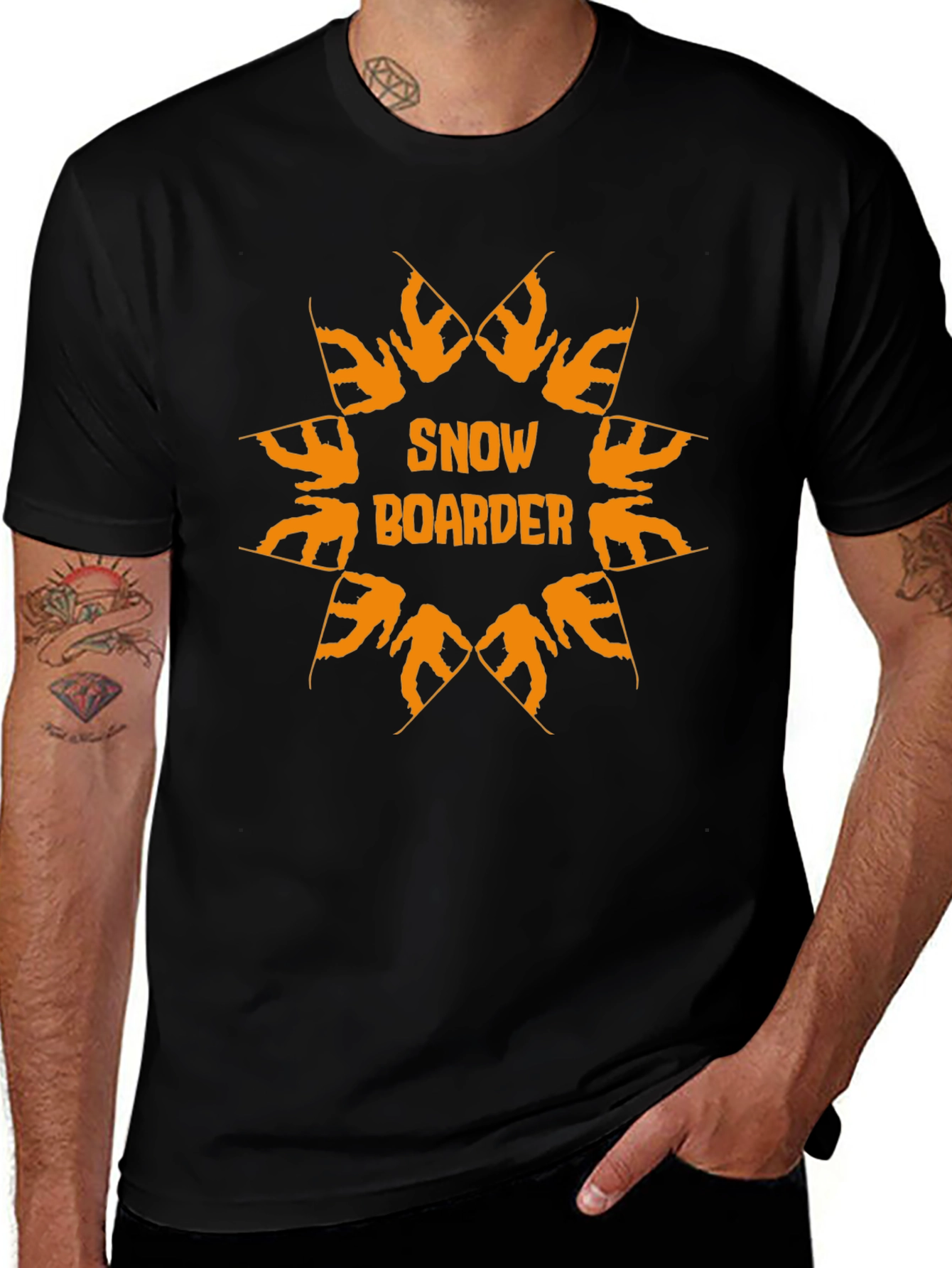 Variant 29 of Snowboarder Graphic Print Black T-Shirt
