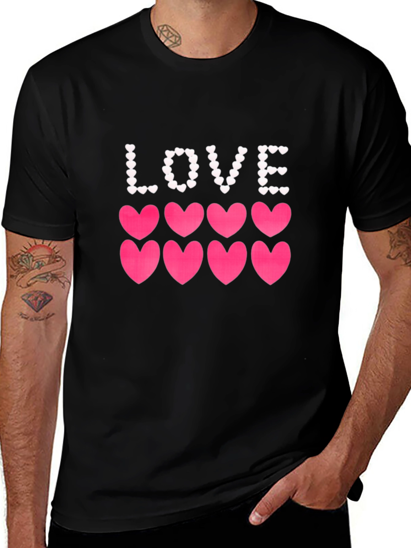 Variant 21 of Love Hearts Graphic Tee - Stylish Men's Black T-Shirt