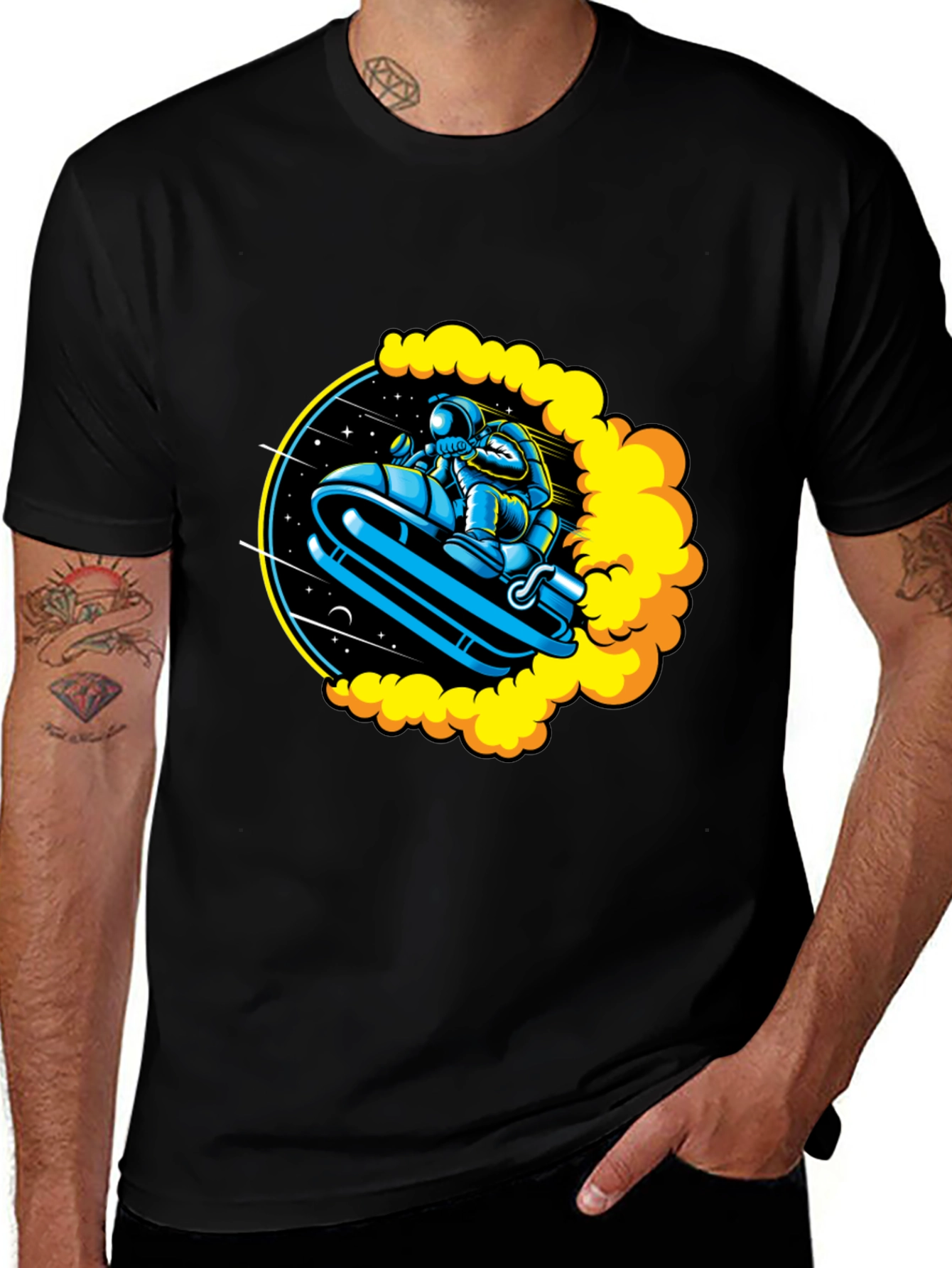 Variant 6 of Astronaut Space Ride Graphic T-Shirt - Black