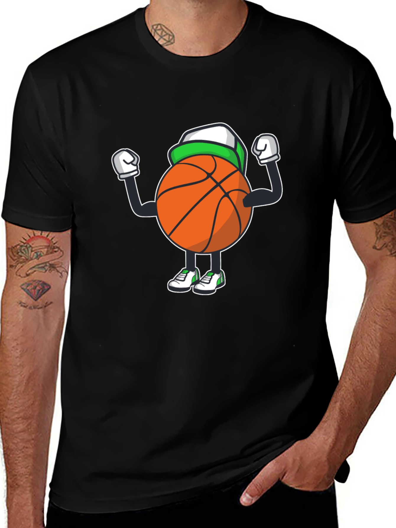 Variant 21 of Basketball Cartoon Graphic Tee - Black