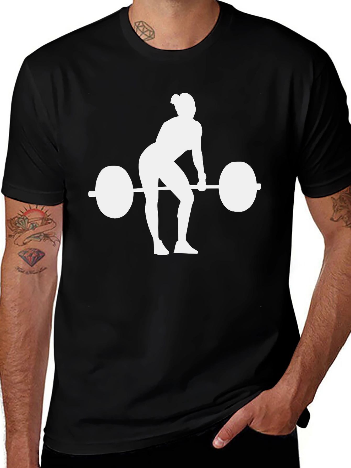 Variant 19 of Weightlifting Woman's Silhouette T-Shirt - Black