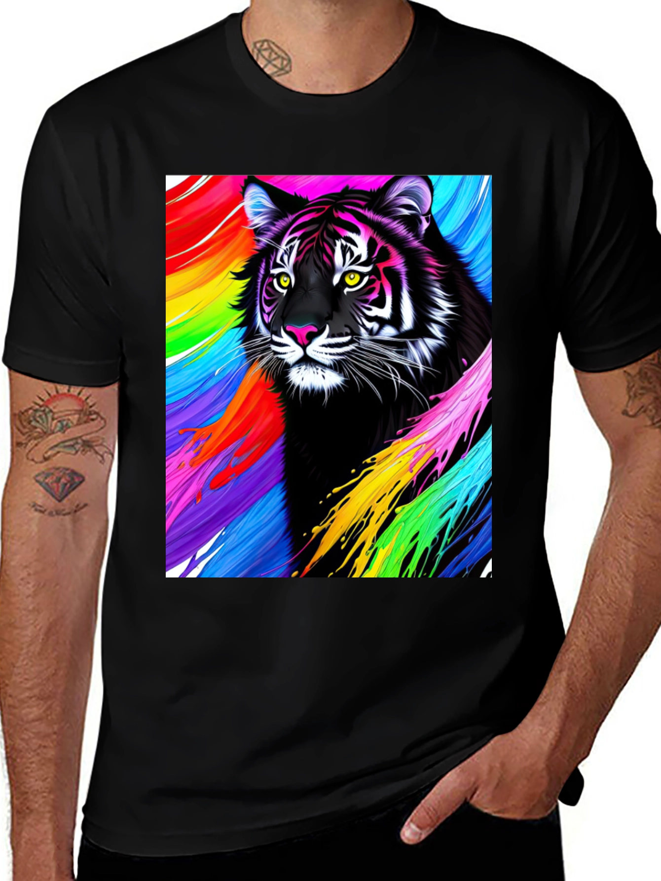 Variant 7 of Vibrant Tiger Graphic Tee - Bold, Colorful Design