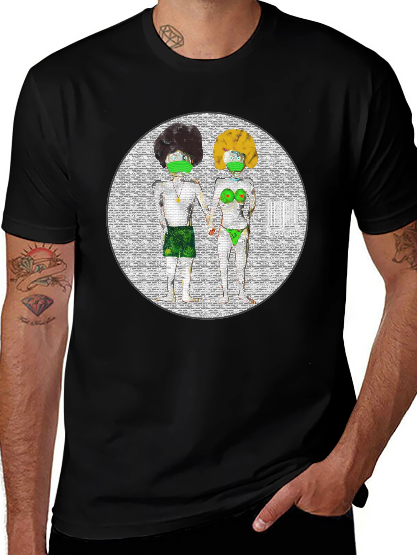 Variant 25 of Graphic T-Shirt: Retro Illustration Couple