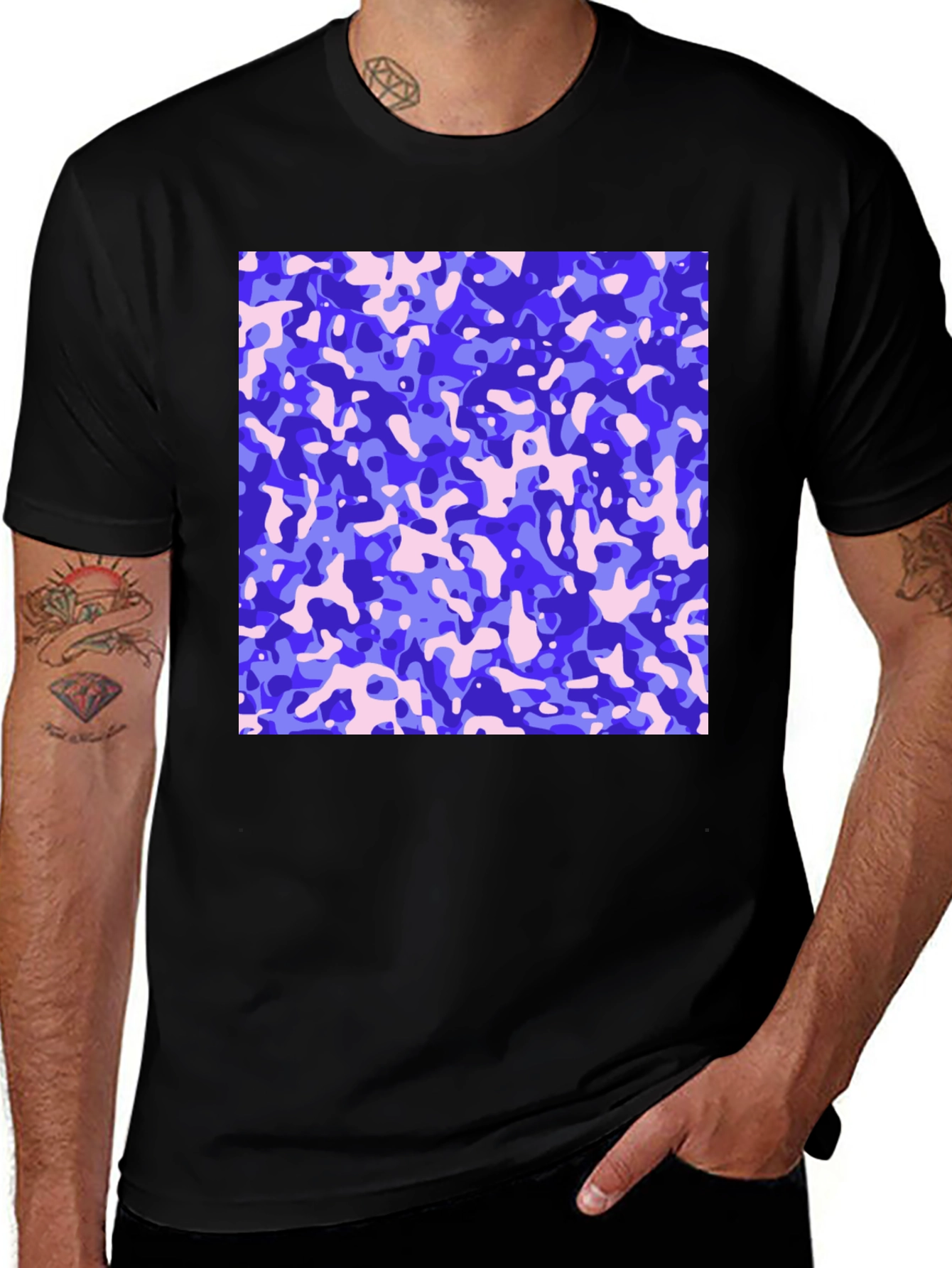 Variant 23 of Abstract Camo Print Men's Black T-Shirt