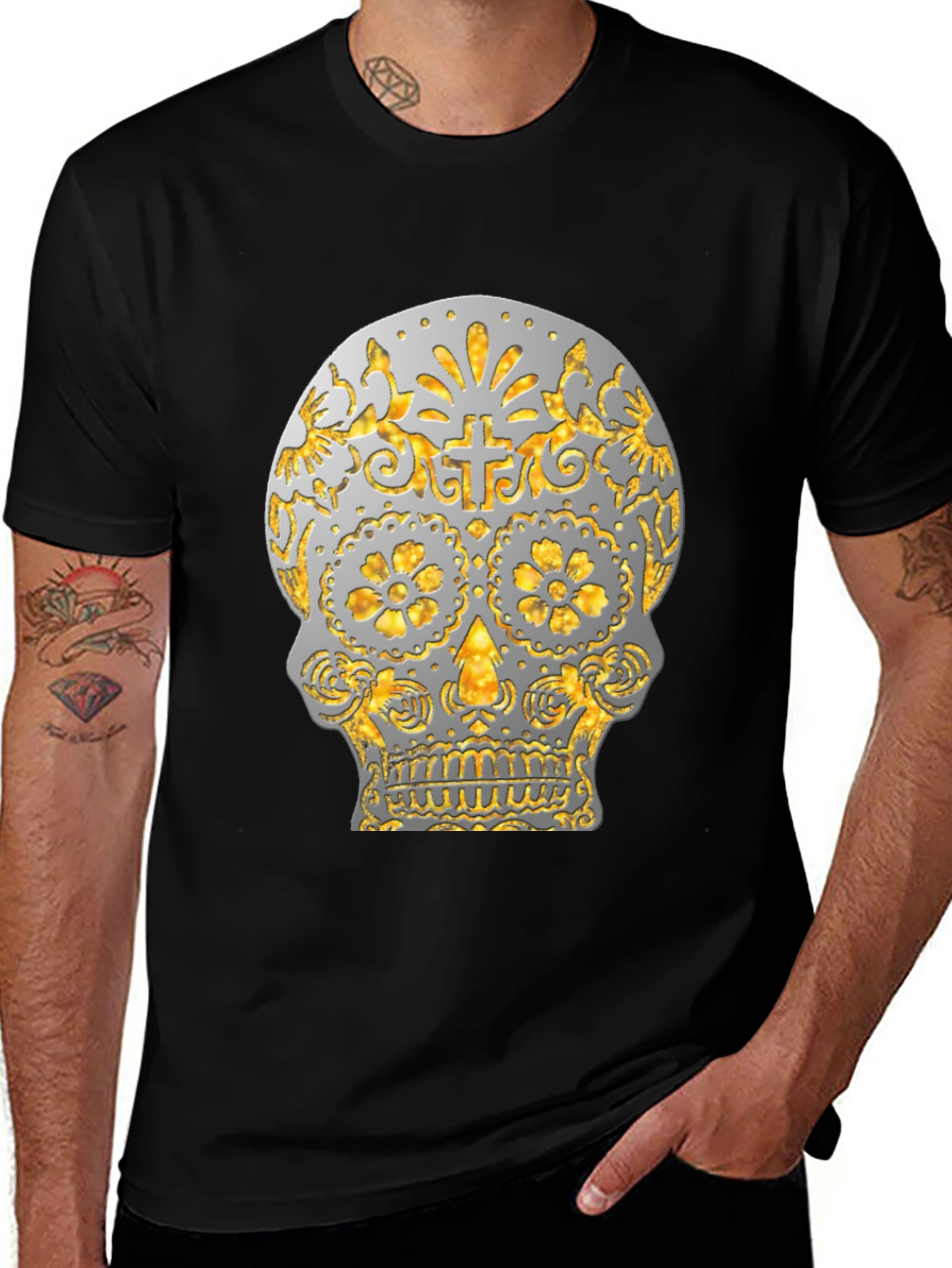 Variant 10 of Sugar Skull Graphic T-Shirt - Day of the Dead Tee
