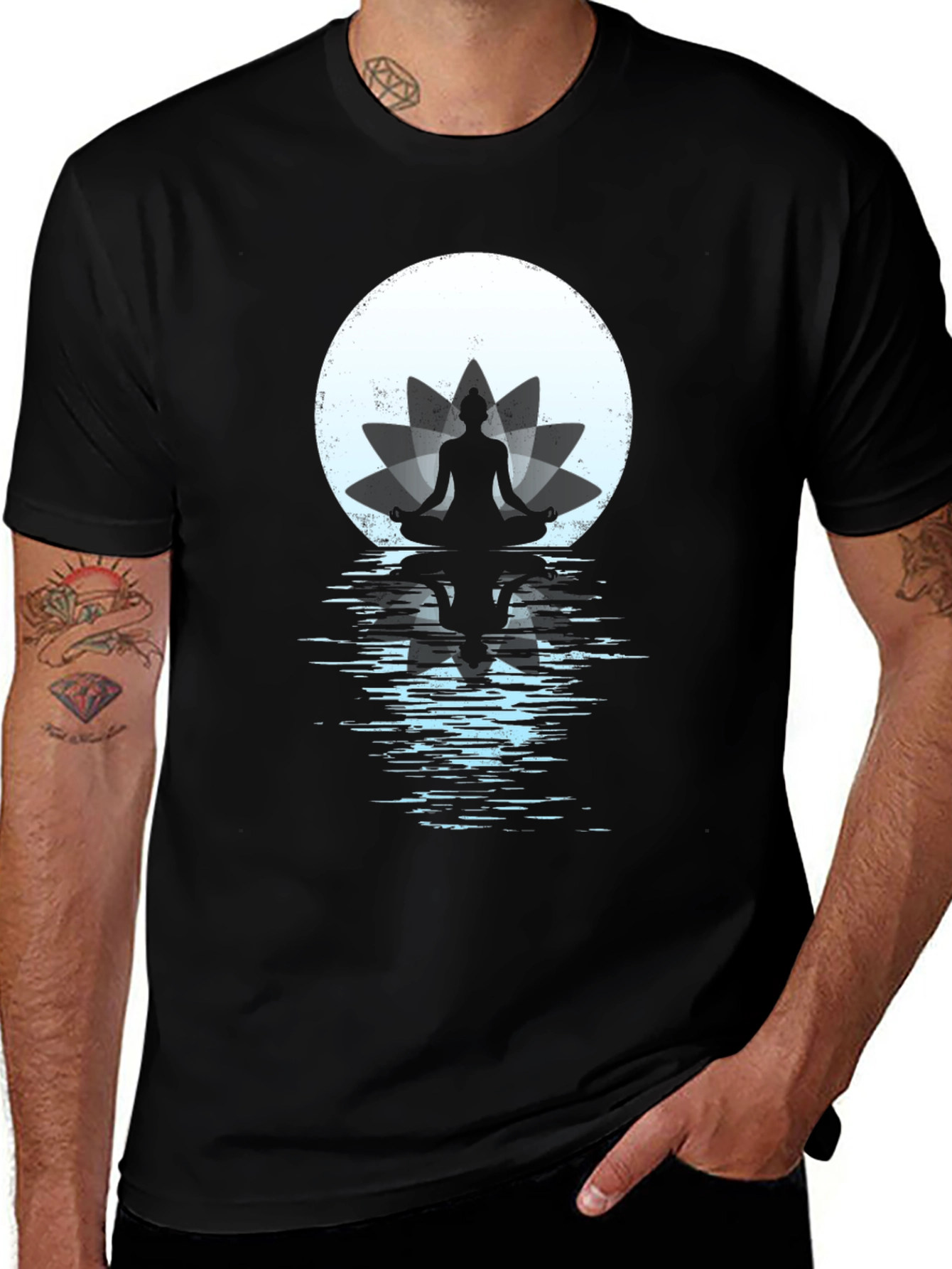 Variant 23 of Yoga Lotus Moon T-Shirt - Meditative Design
