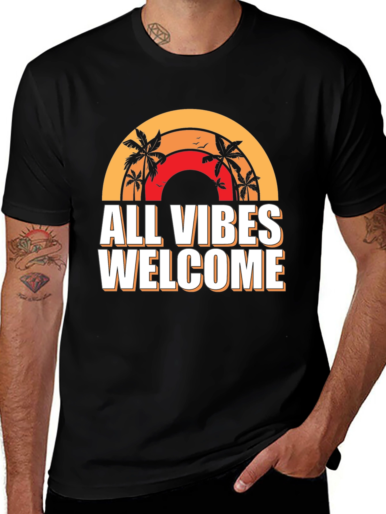 Variant 9 of All Vibes Welcome Graphic Tee - Black