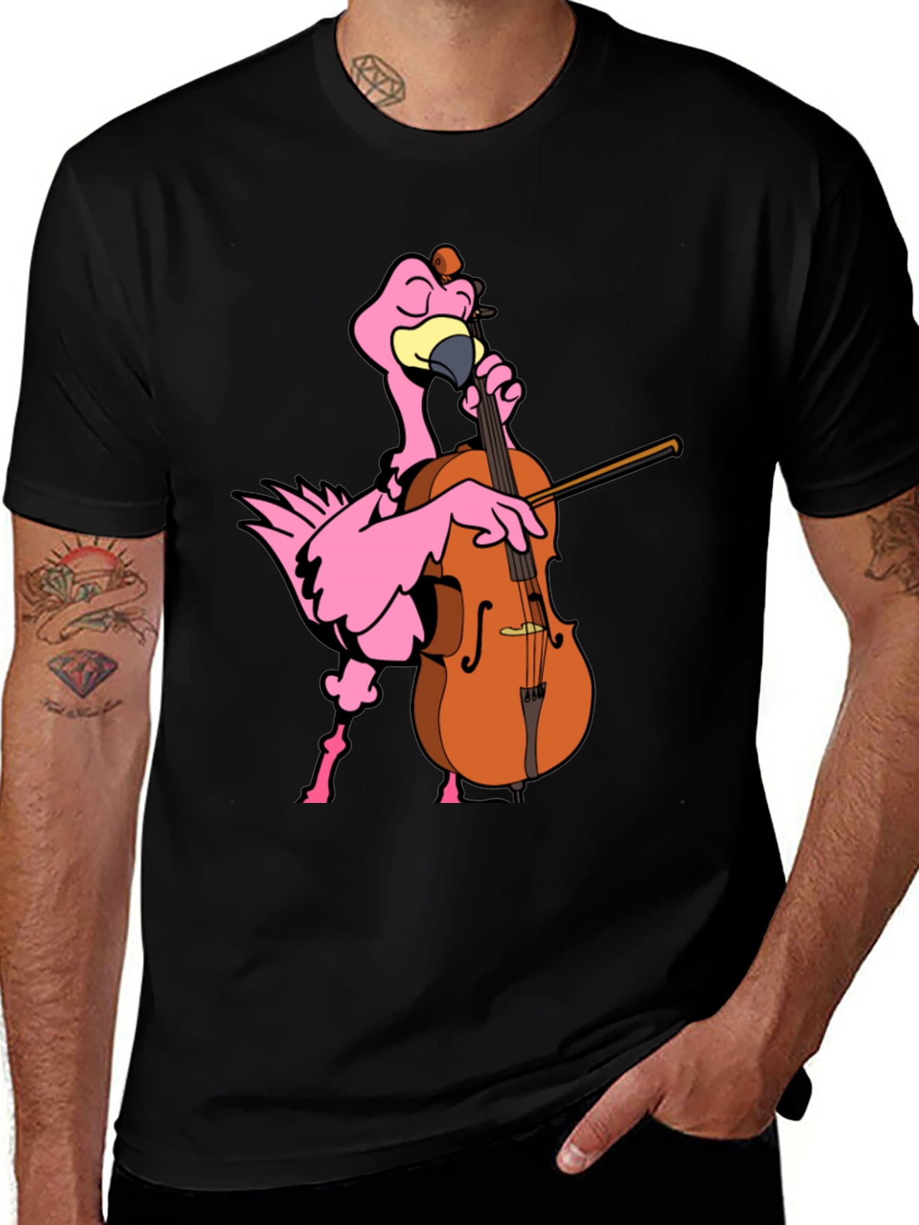 Variant 29 of Flamingo Cello Player Graphic T-Shirt
