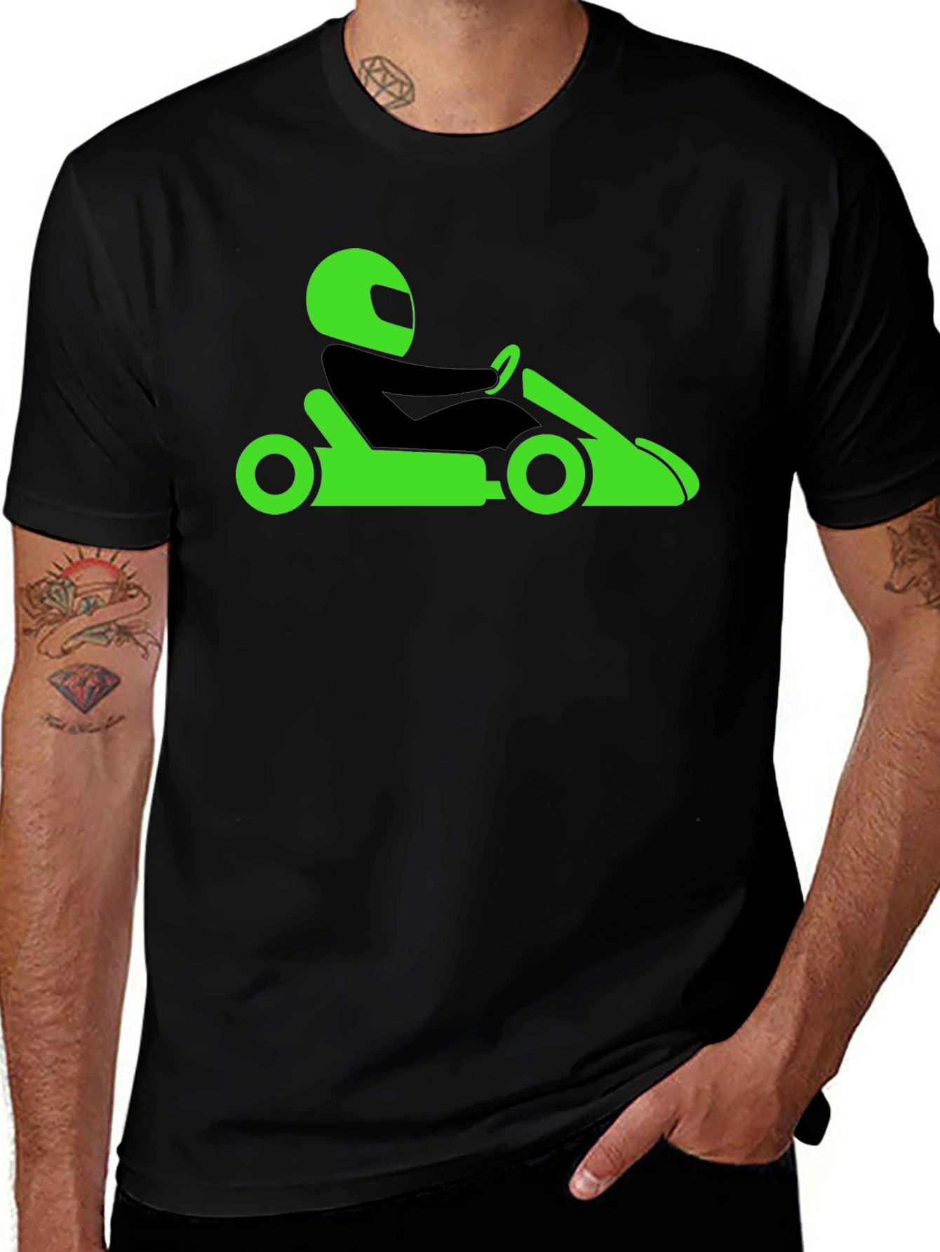 Variant 10 of Go-Kart Racing Tee - Black Cotton T-Shirt