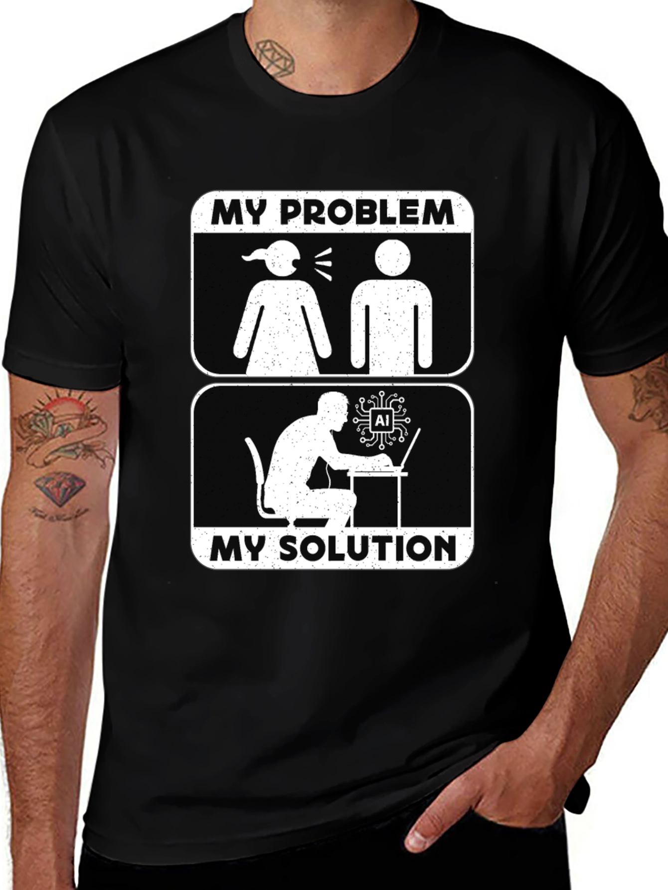 AI Problem Solution T-Shirt - Funny Tech Humor Tee