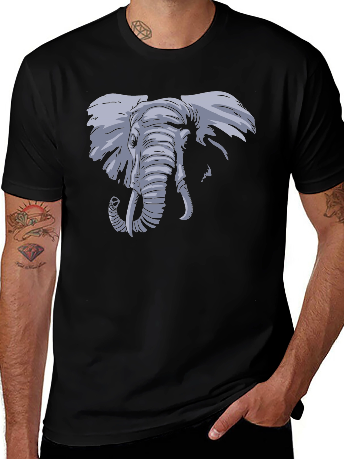 Variant 29 of Elephant Graphic Tee - Black Cotton T-Shirt