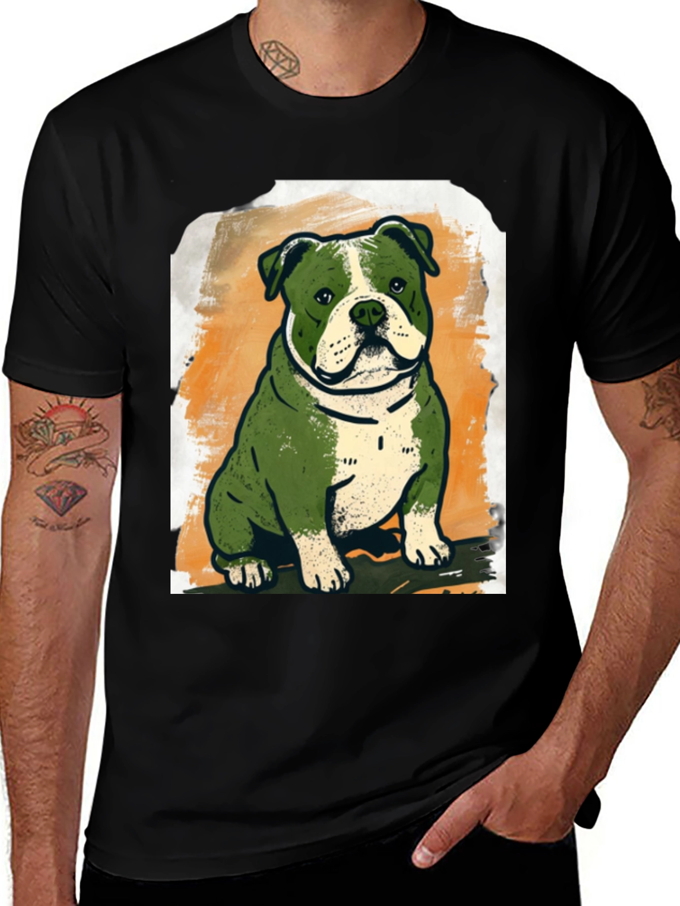 Variant 9 of Bulldog Art Graphic T-Shirt - Black