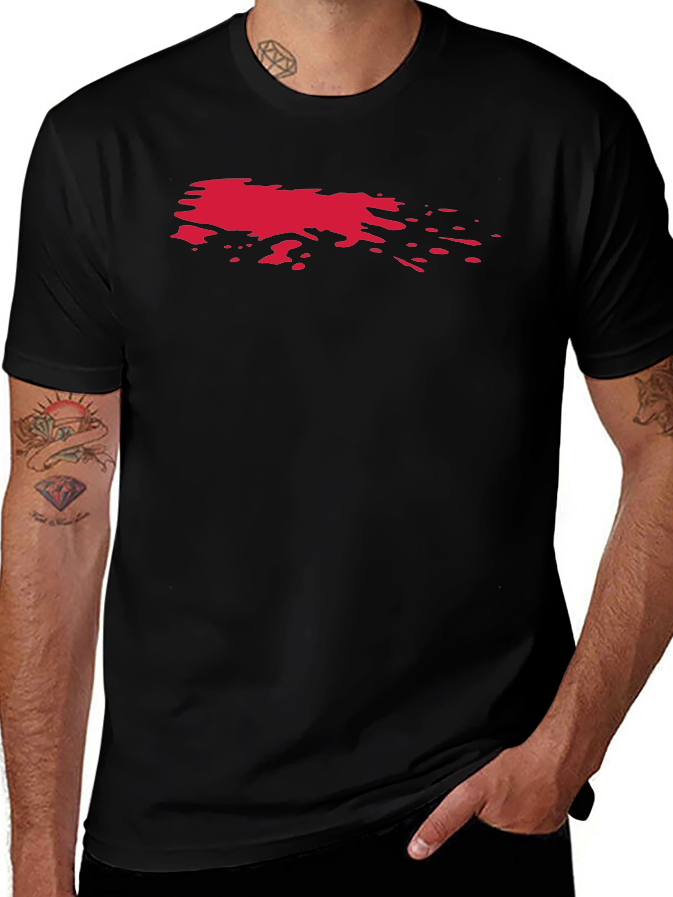 Variant 29 of Red Splatter Black T-Shirt - Unique Graphic Tee