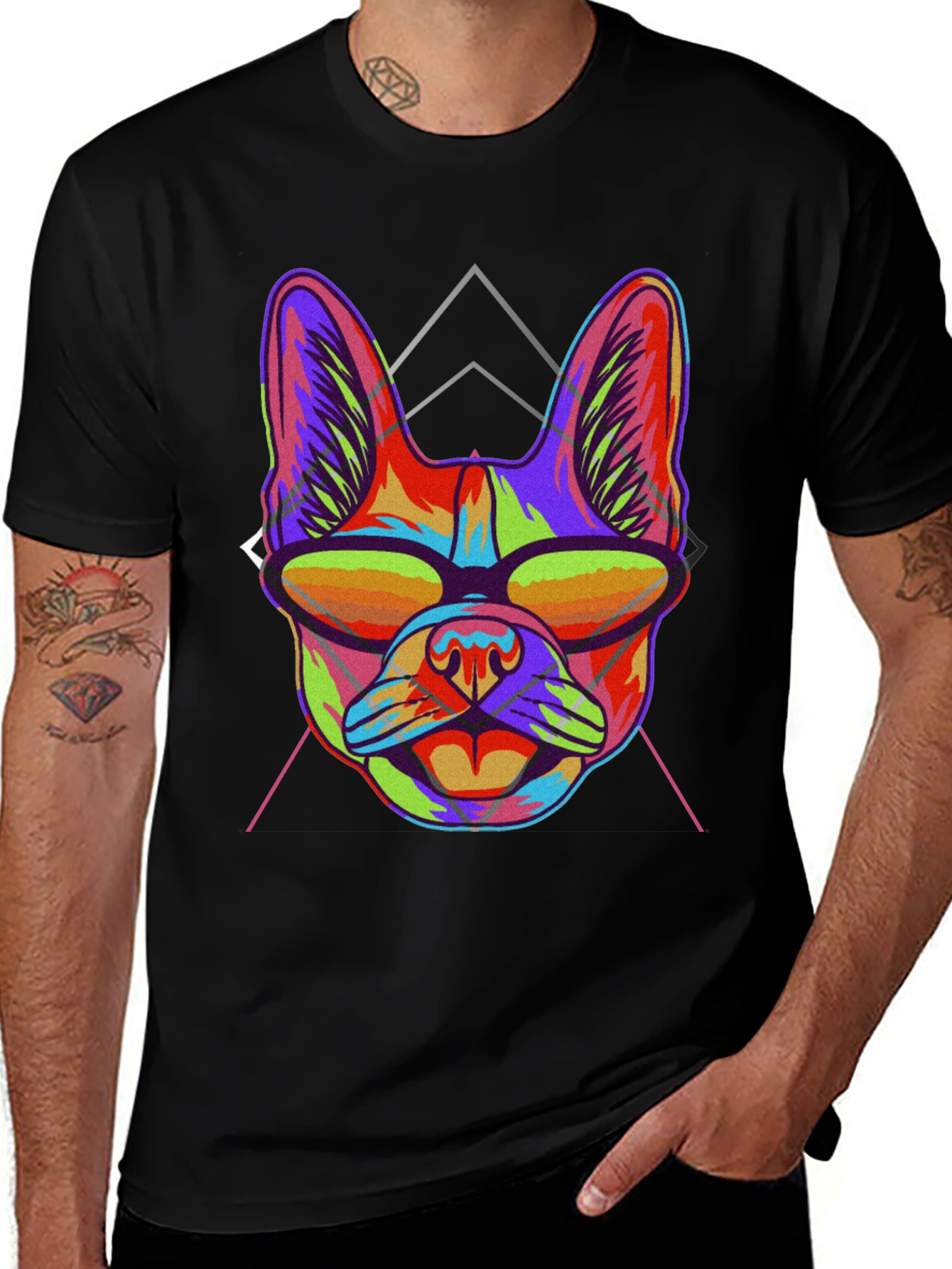 Variant 28 of Cool Dog Graphic T-Shirt - Colorful Bulldog Design