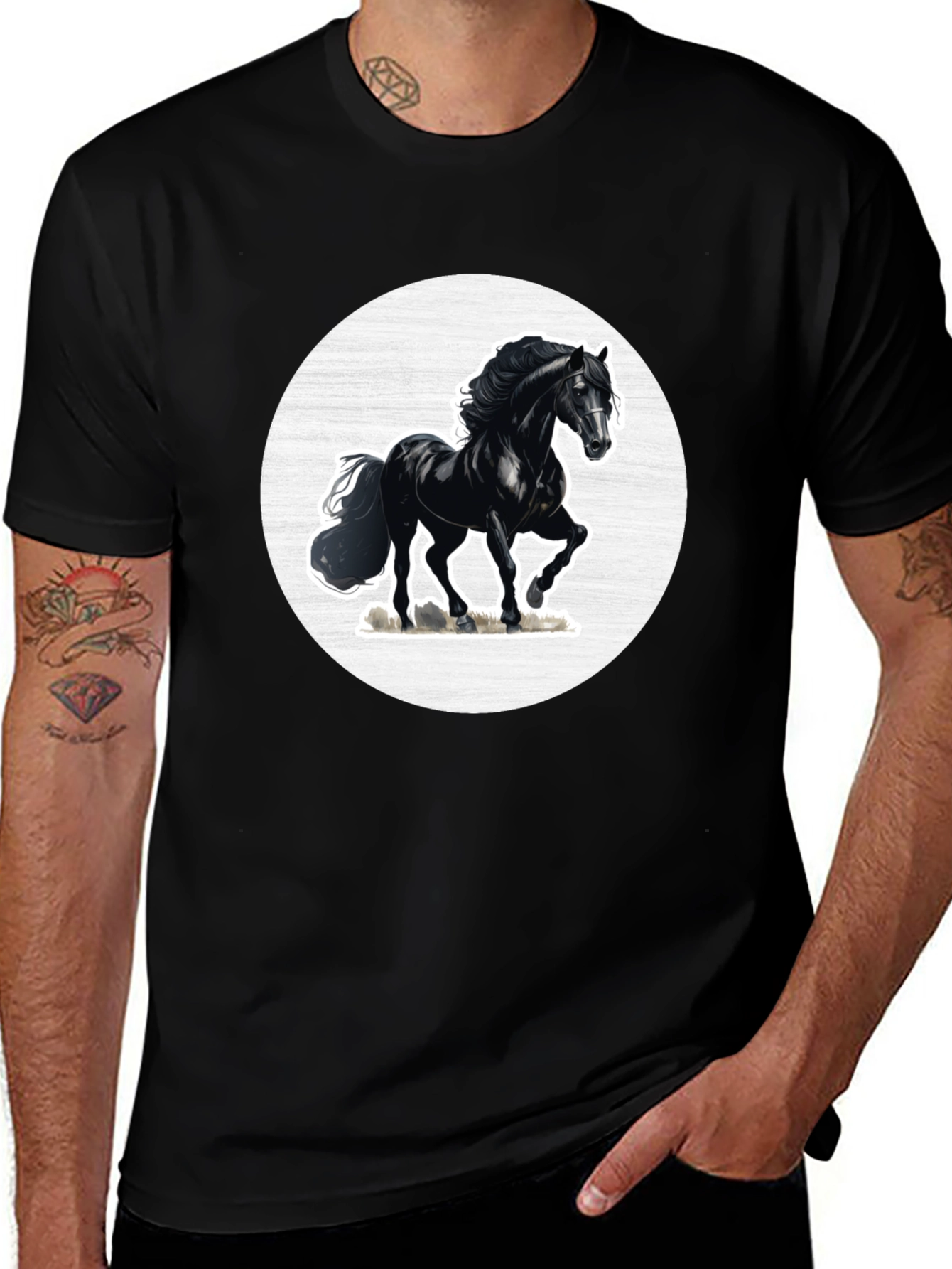 Variant 2 of Black Horse Graphic Tee - Men's Short Sleeve