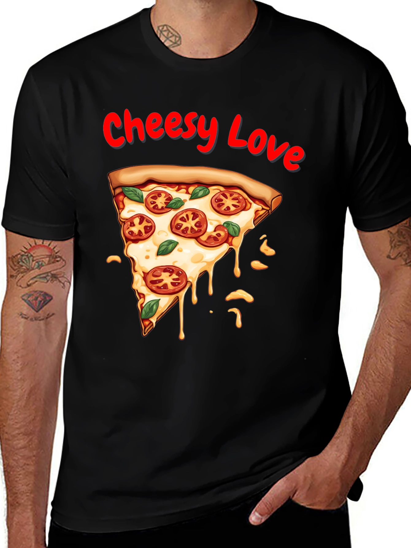 Cheesy Love Pizza Graphic T-Shirt