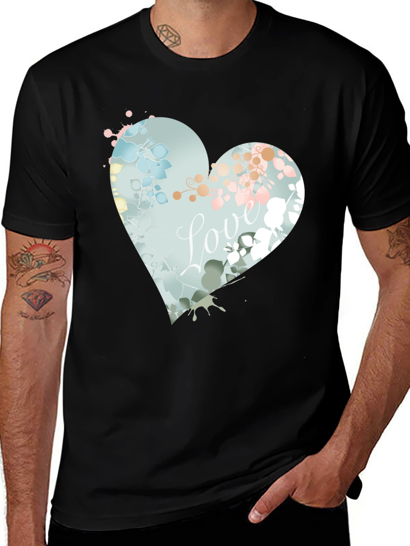 Love Heart Floral T-Shirt - Artistic Design