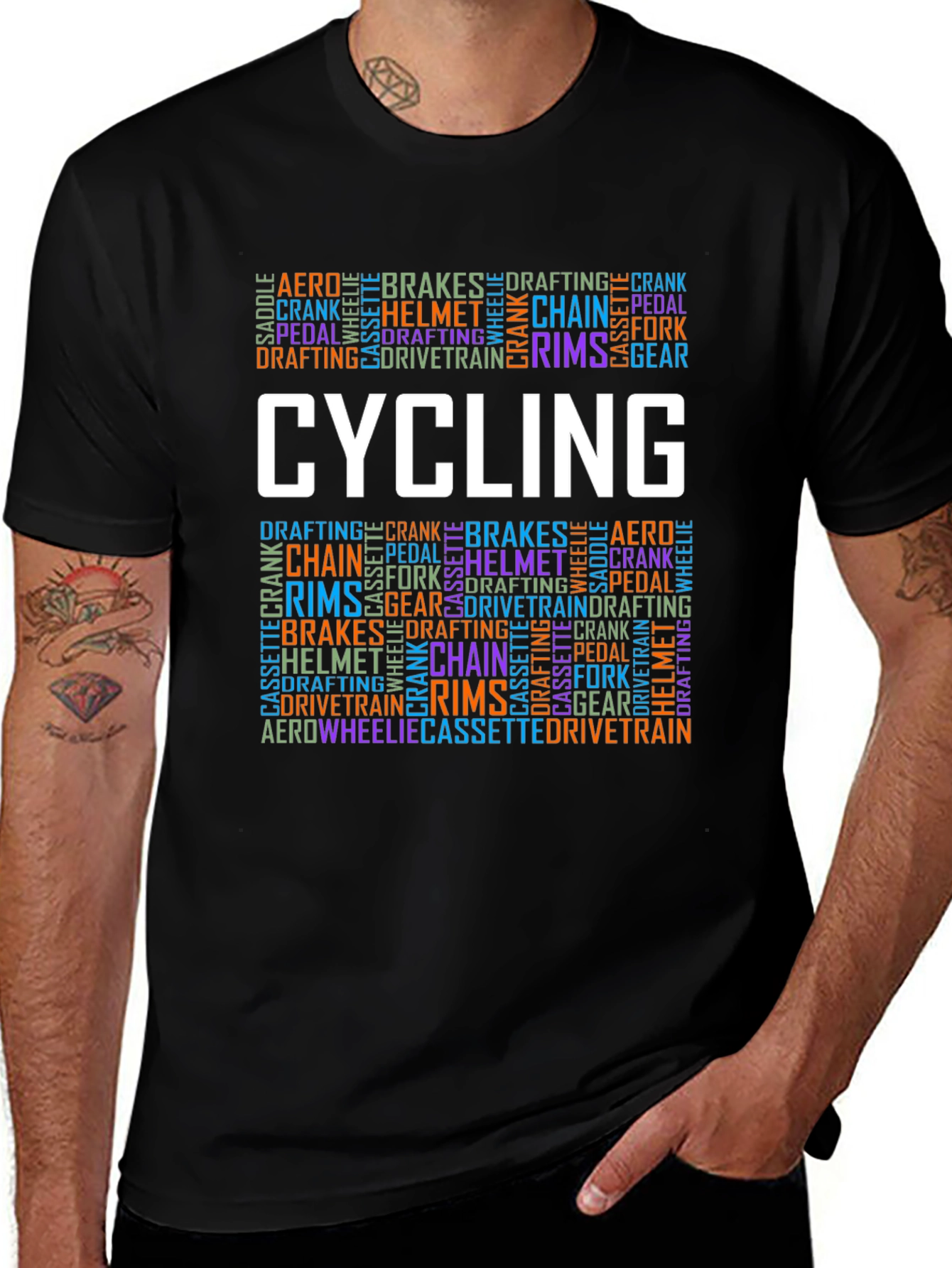 Variant 15 of Cycling Parts Word Art Graphic T-Shirt