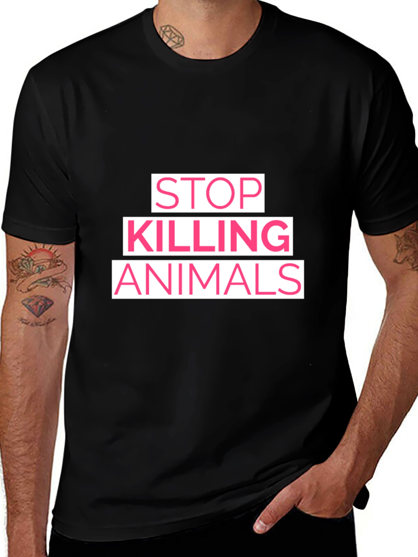 Variant 9 of Stop Killing Animals Graphic T-Shirt - Black