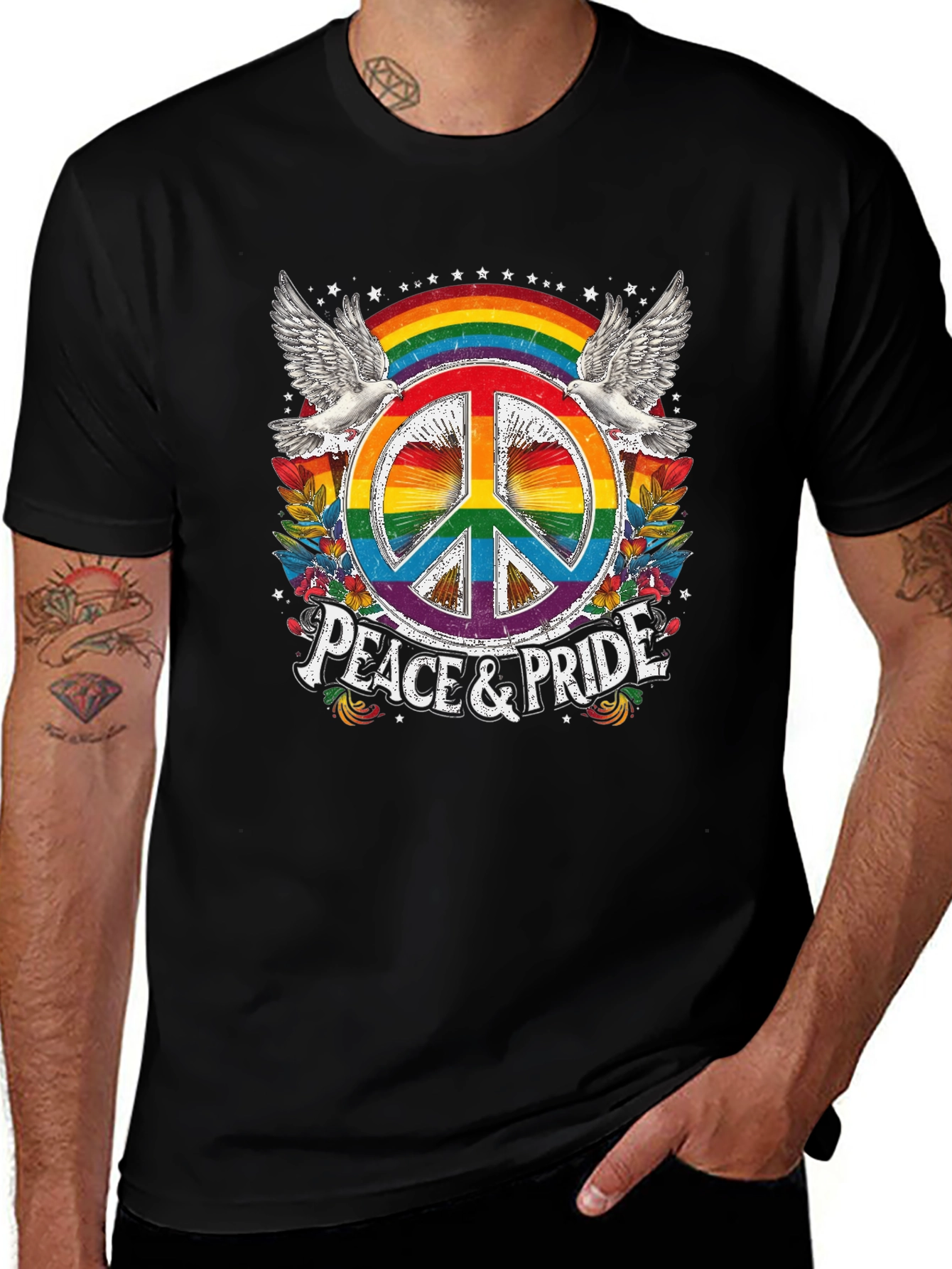 Peace & Pride Graphic Tee - Rainbow LGBT T-Shirt