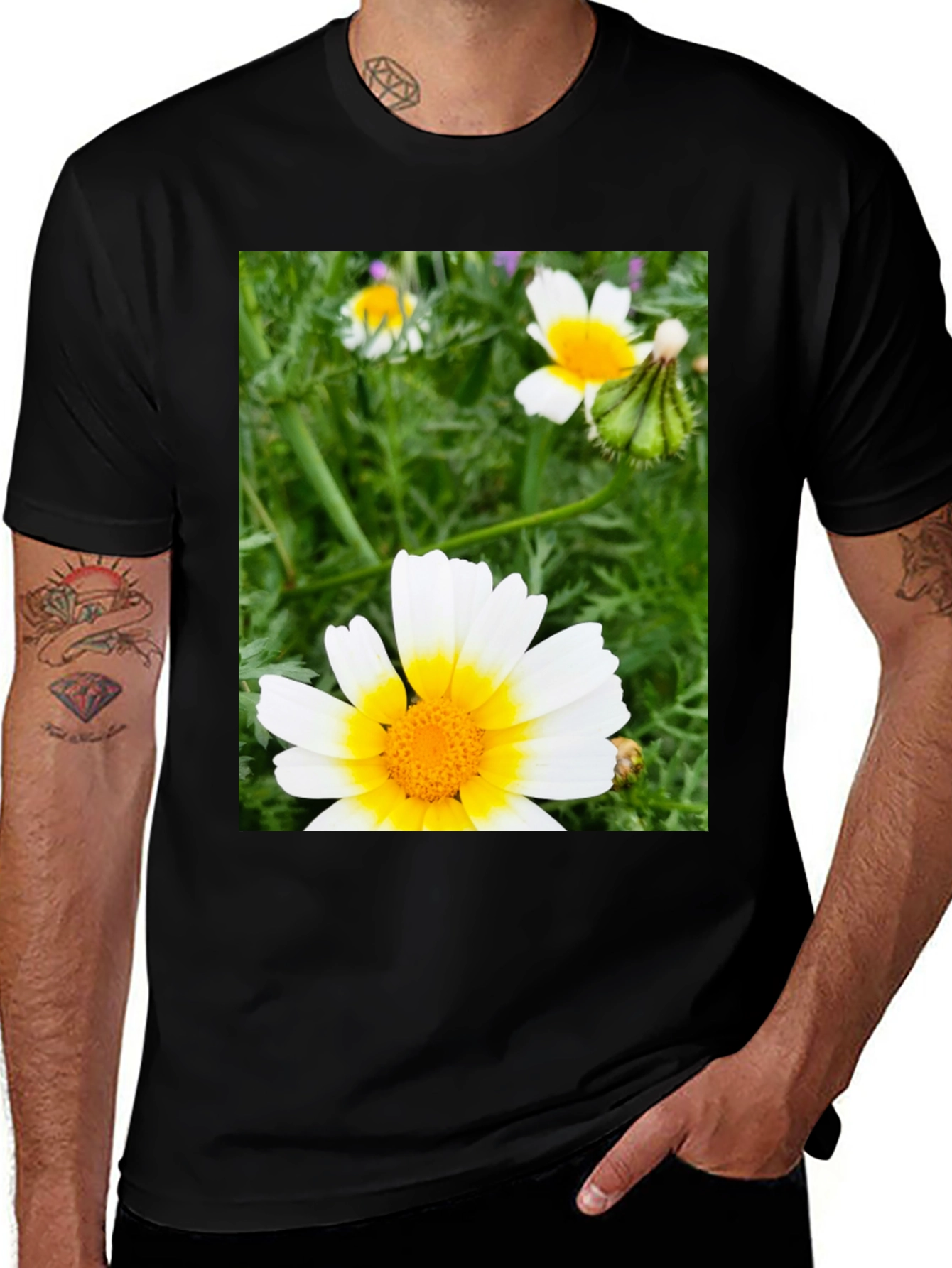 Floral Print Black T-Shirt