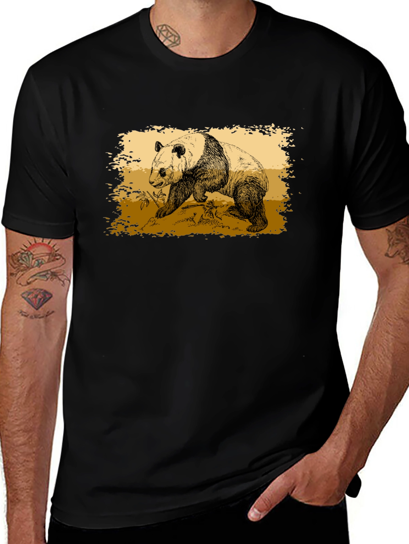 Variant 11 of Panda Graphic Tee - Black Cotton Blend T-Shirt