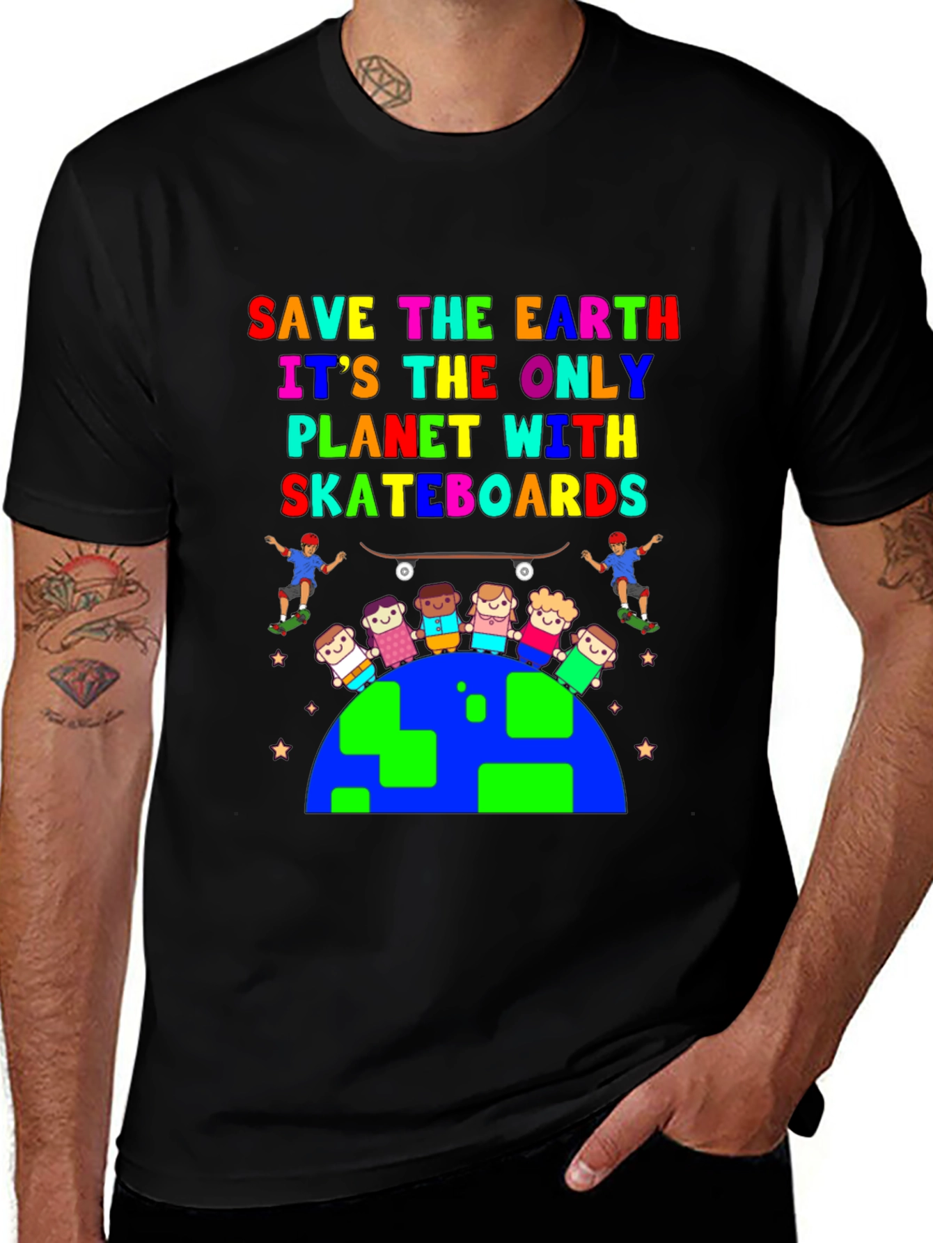 Black Save the Earth Skateboard T-Shirt main image
