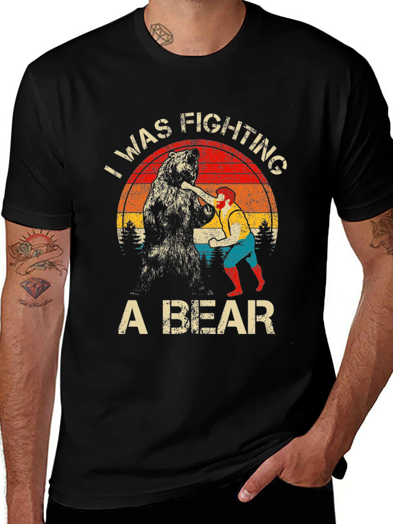 Variant 20 of I Was Fighting a Bear T-Shirt Funny Novelty Tee