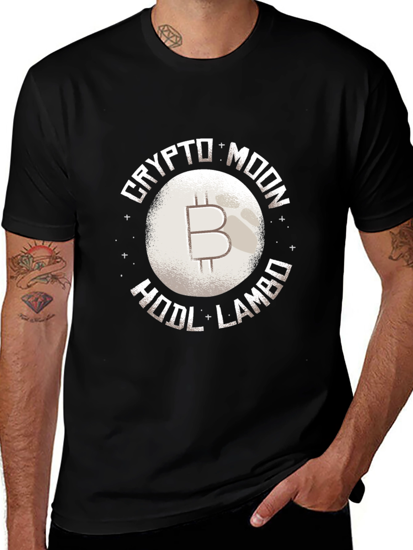 Variant 6 of Crypto Moon HODL Lambo Black T-Shirt