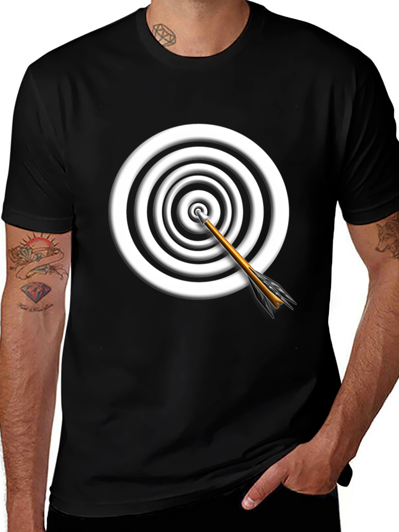 Variant 18 of Target Arrow Graphic Tee - Black Cotton Comfort