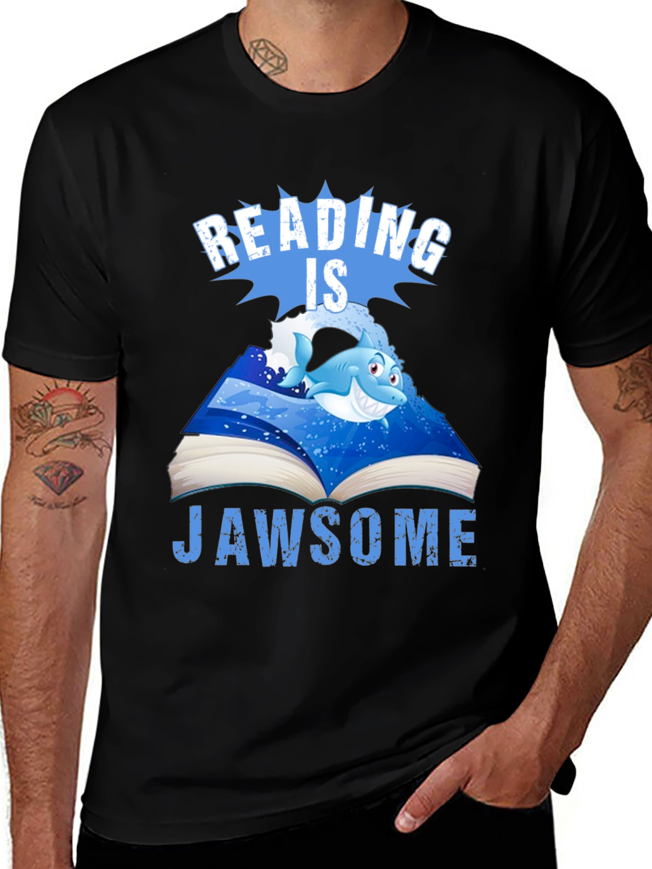 Variant 17 of Reading is Jawsome T-Shirt - Shark Book Tee