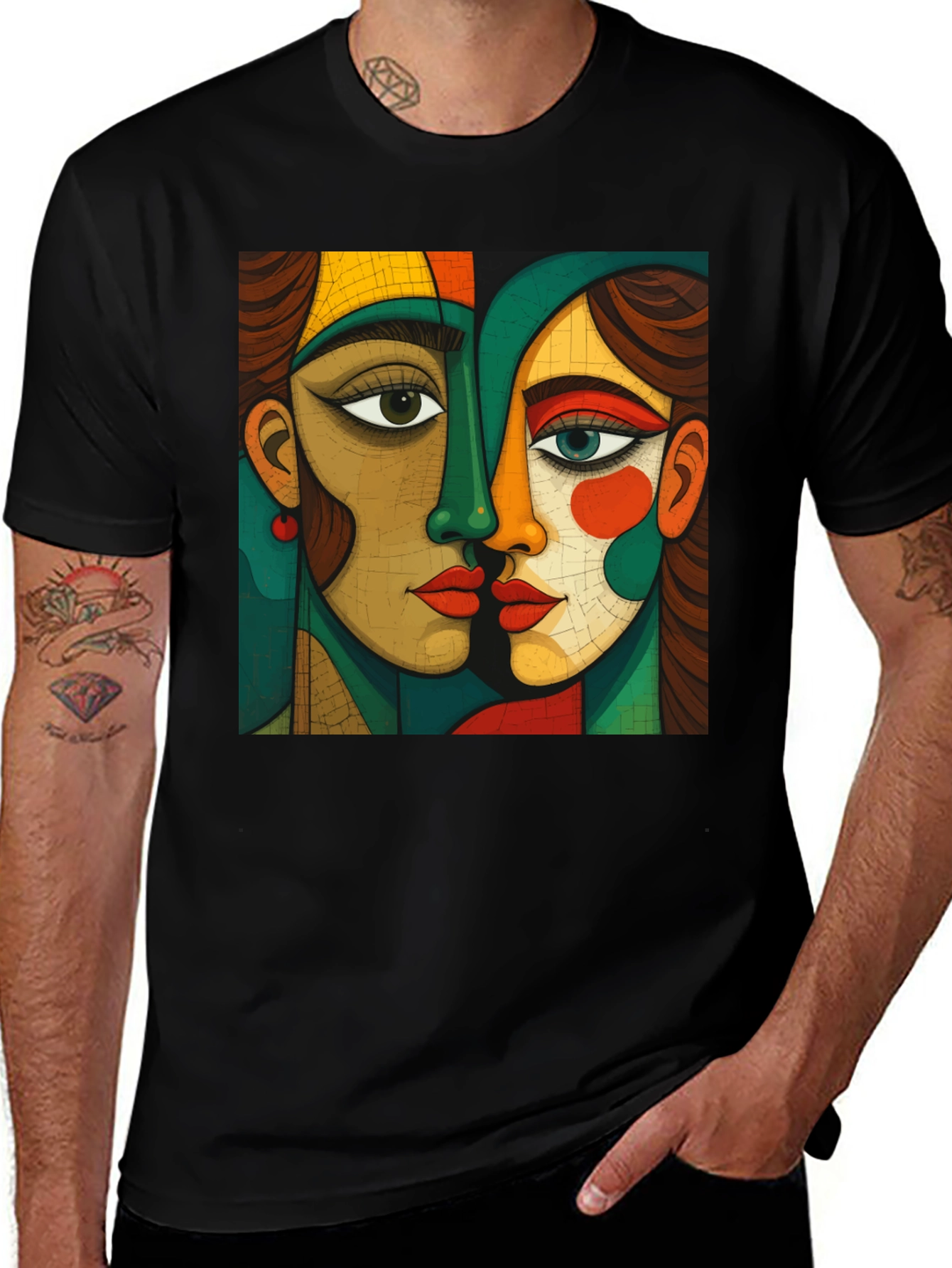 Variant 4 of Abstract Faces Graphic Tee - Stylish Unisex T-Shirt