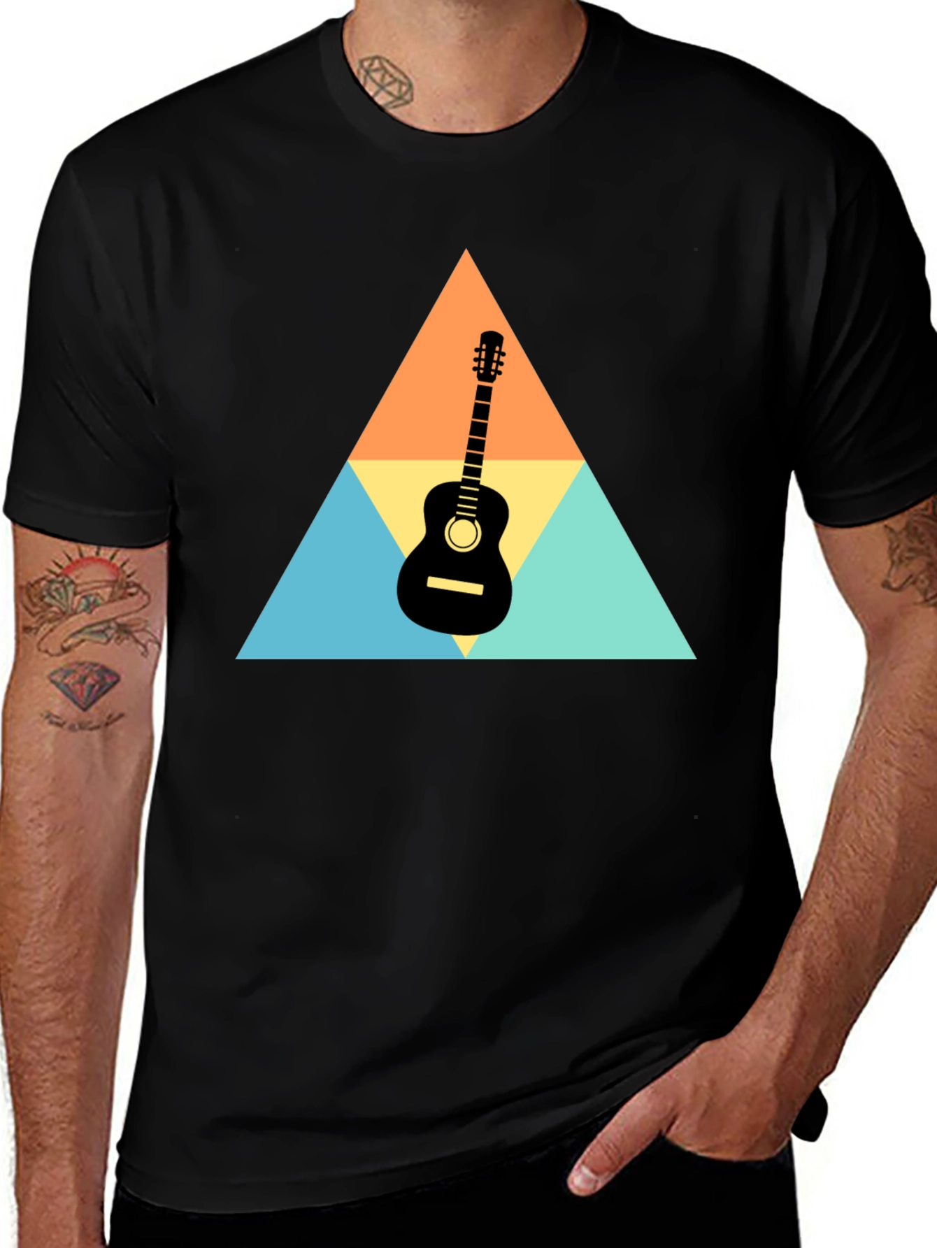 Variant 11 of Guitar Triangle Graphic Tee - Retro Style